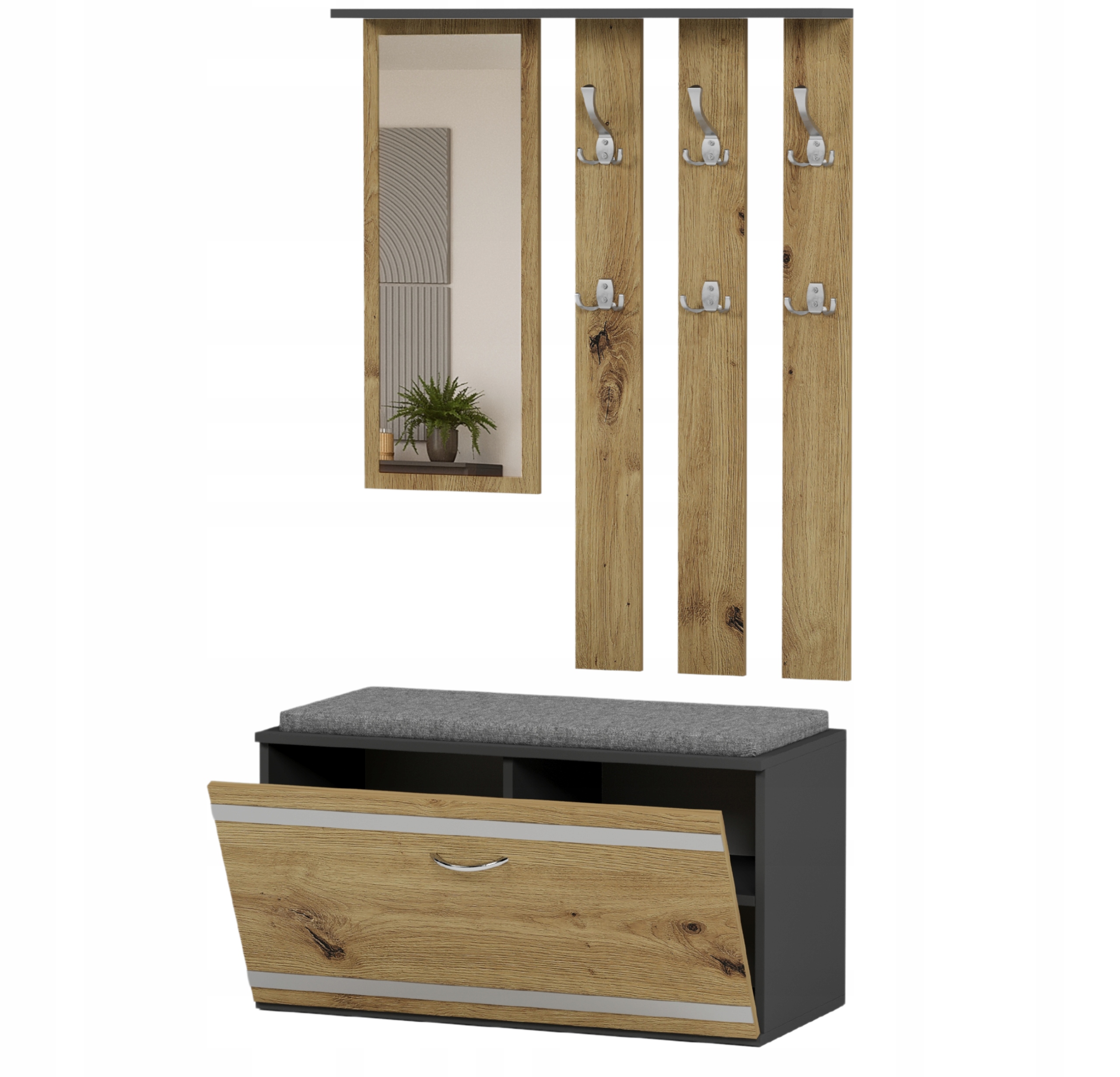 Garderoba wieszak szafka na buty lustro antracyt mix artisan V-2 Producent