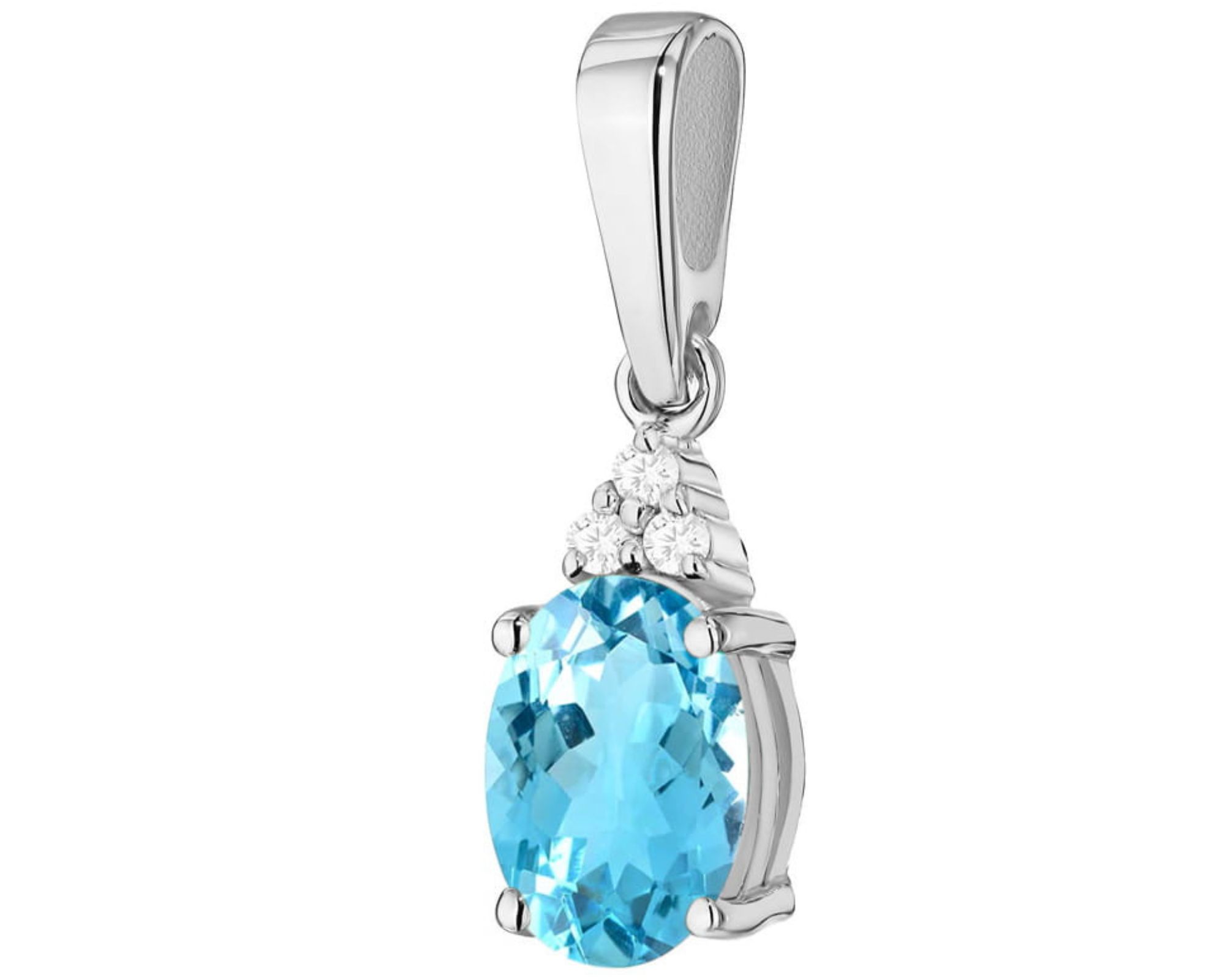 Bílé Zlato Barva Stříbrný Přívěsek Přírodní Kámen Topaz Diamant Dárek
