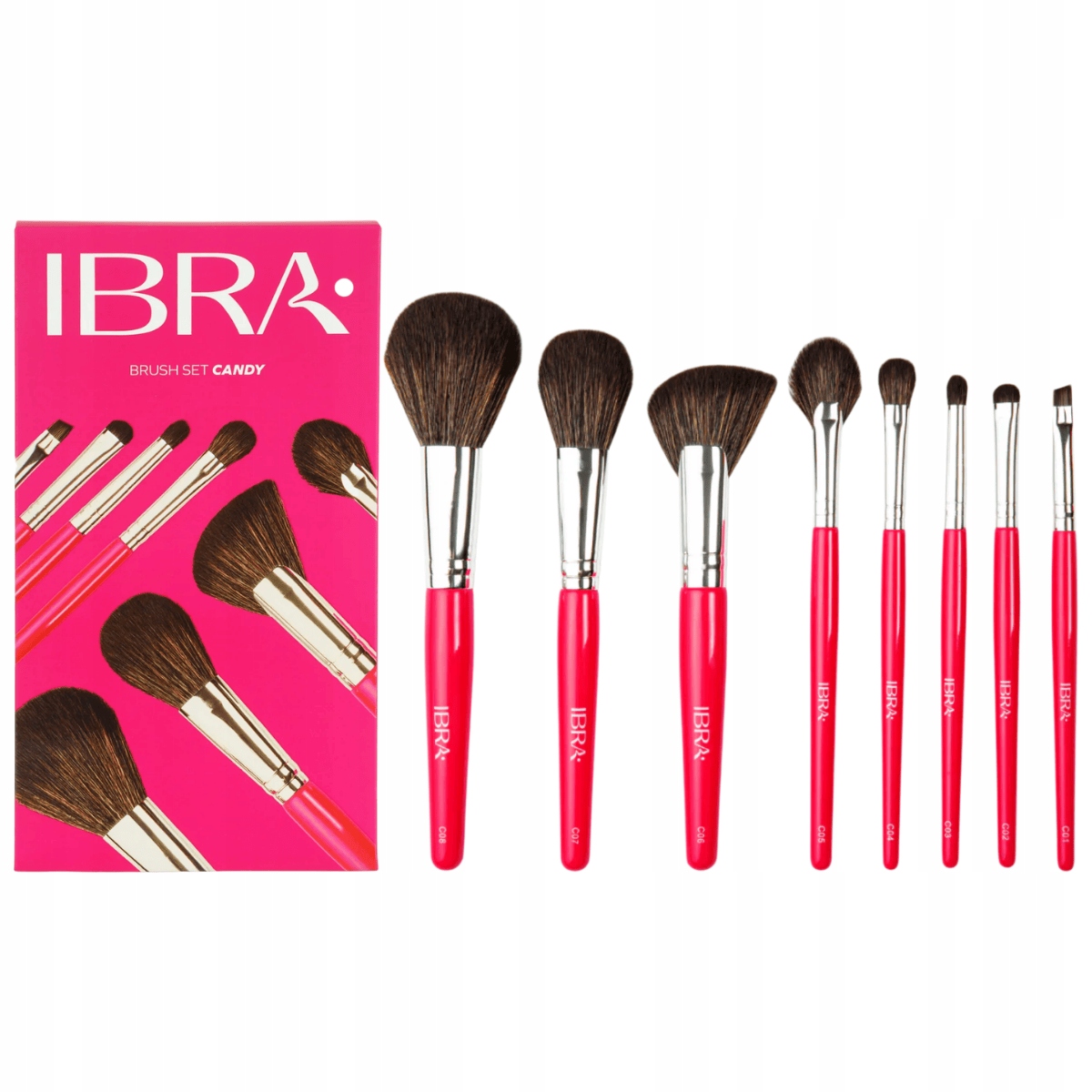 Ibra Makeup Brush Set Candy, 8 ks – Sada štětců na líčení Candy