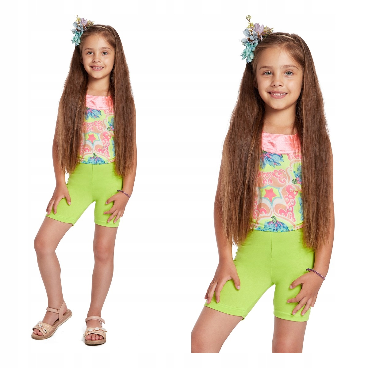 

Dziewczęce Legginsy 1/2 Szorty Limonka Kolarki