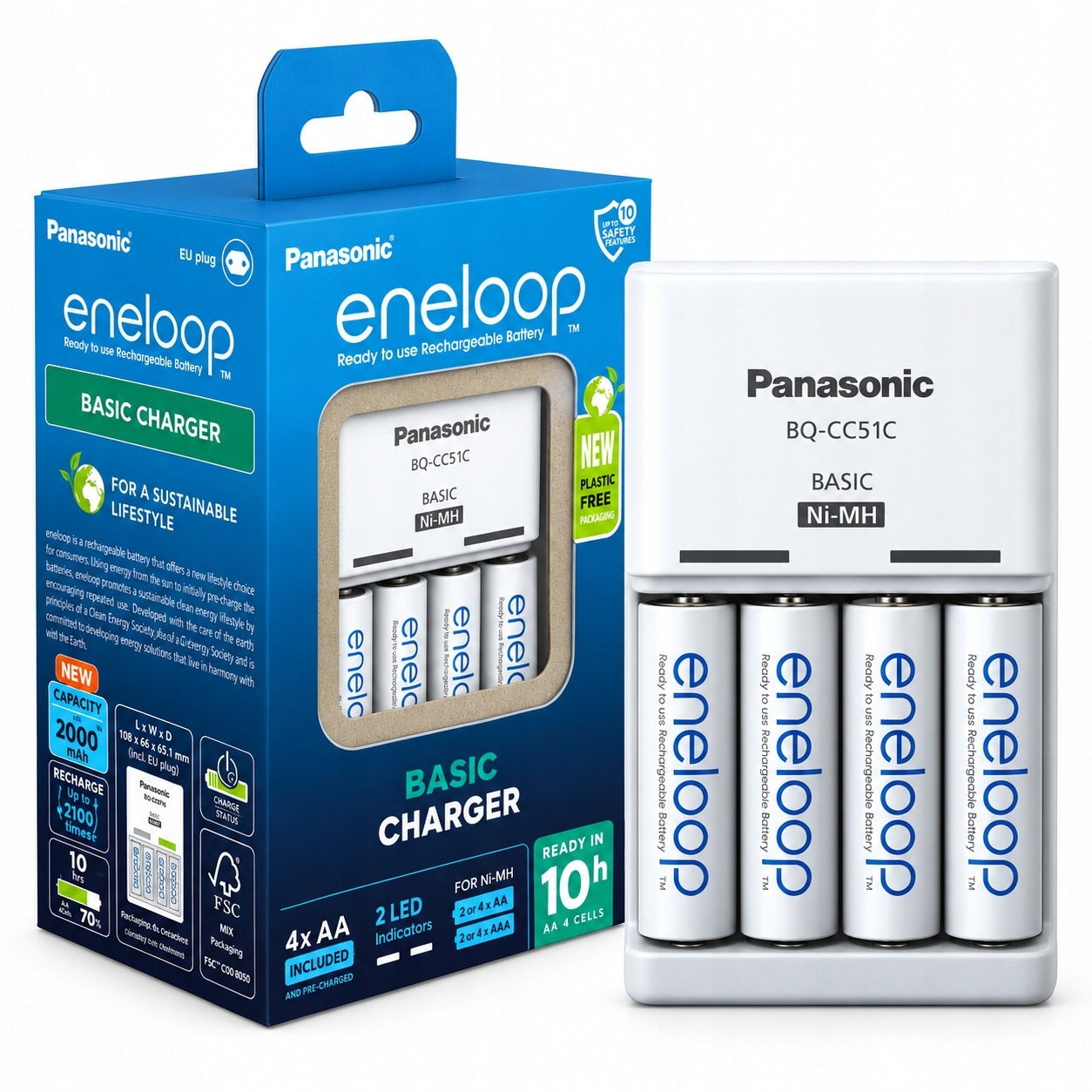 Panasonic Eneloop Basic BQ-CC51 + 4x  AA 2000mAh