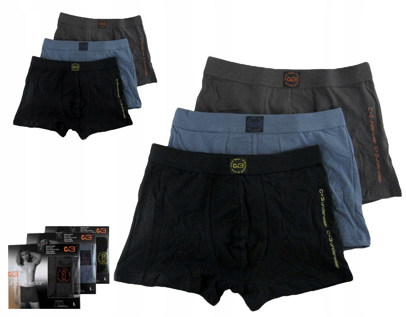 

6 Par! Bokserki C+3 majtki męskie Bawełna! Tu- XL