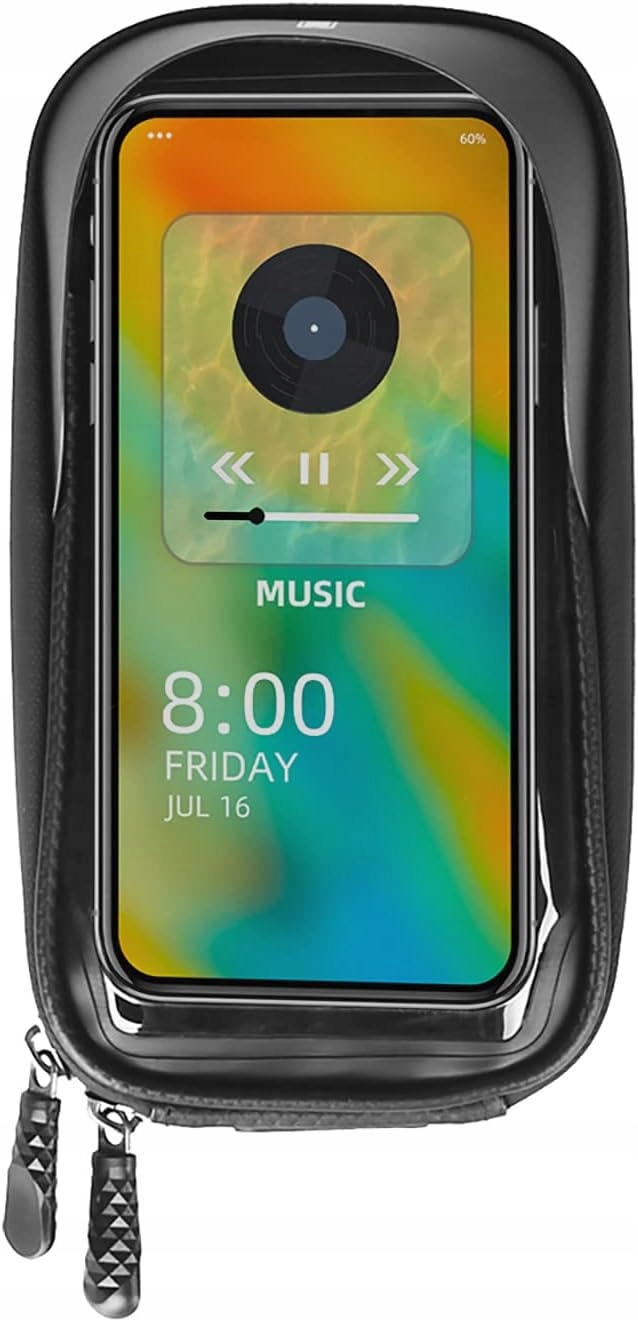 TORBA ROWEROWA SAKWA UCHWYT NA TELEFON WODOODPORNA Kolor dominujący czarny