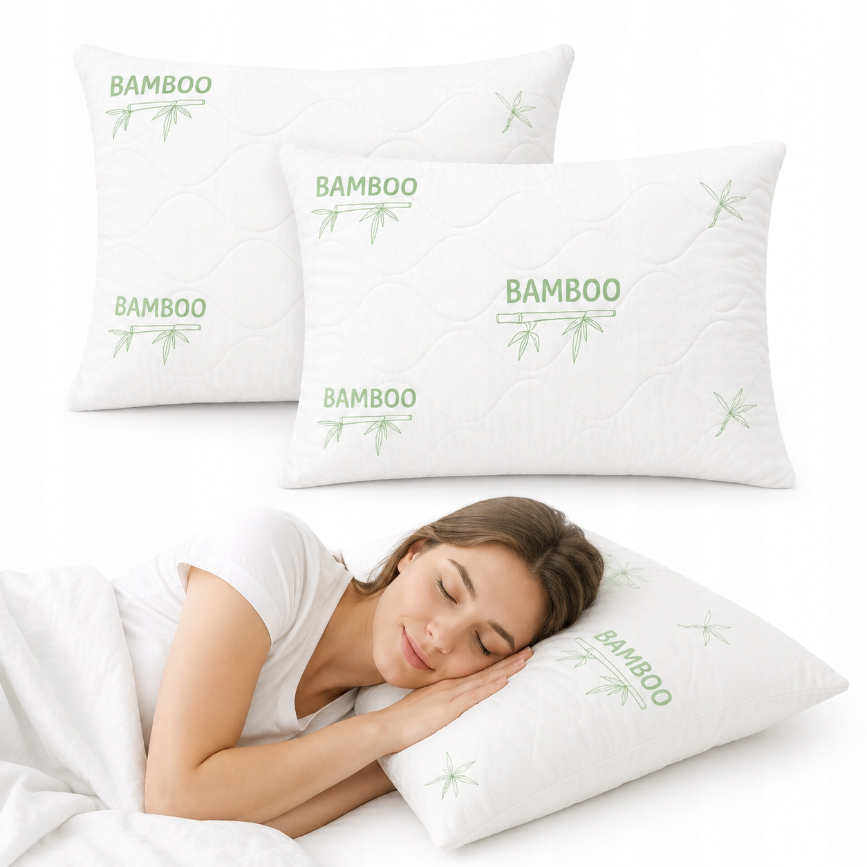 Polštář 70x80 2-PACK Antialergický Polský Zámek Bambus Oeko-tex