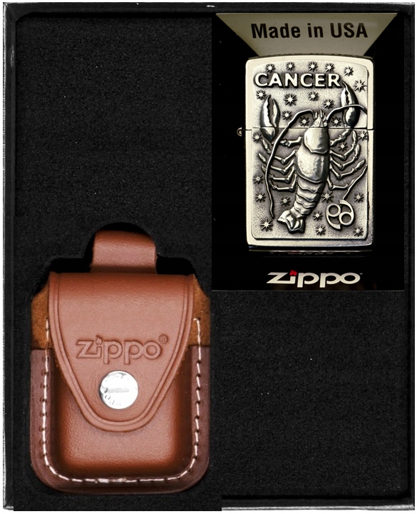 Zestaw Zippo Zapalniczka Zodiac Cancer rak prezentowy*nr2