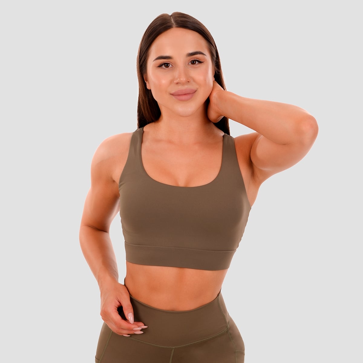 GymBeam Biustonosz sportowy Cut-Out Olive M
