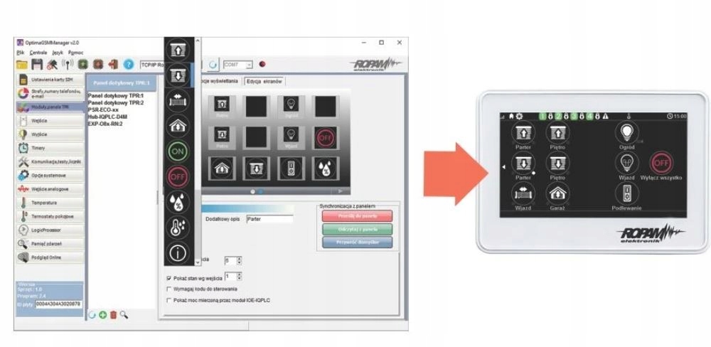 Antysabotażowy panel dotykowy Ropam TPR-4W 4,3'' Typ alarmu przewodowy