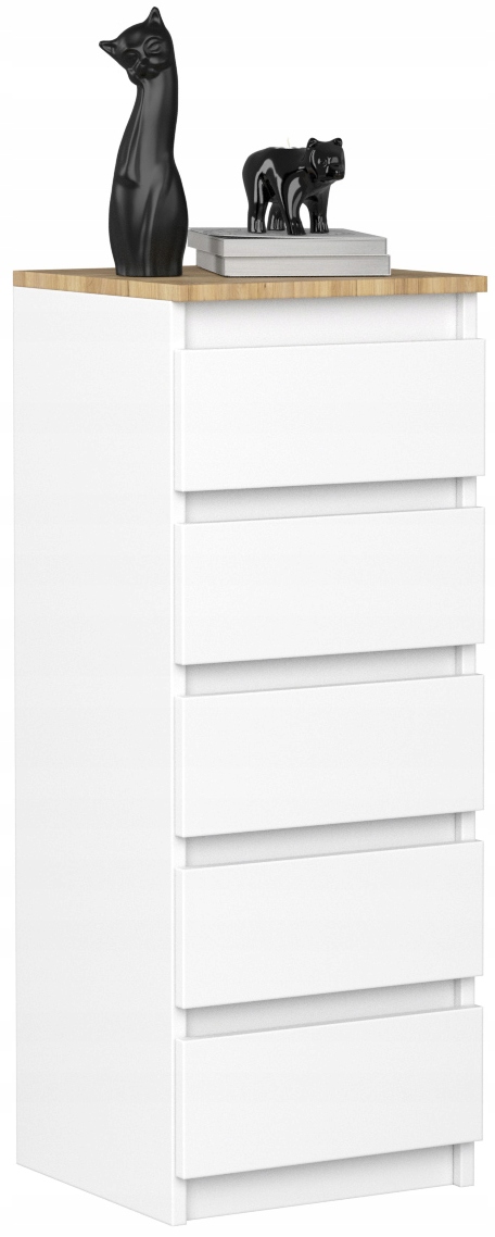 KOMODA SZAFKA 40CM 5 SZUFLAD BIAŁY DĄB CRAFT