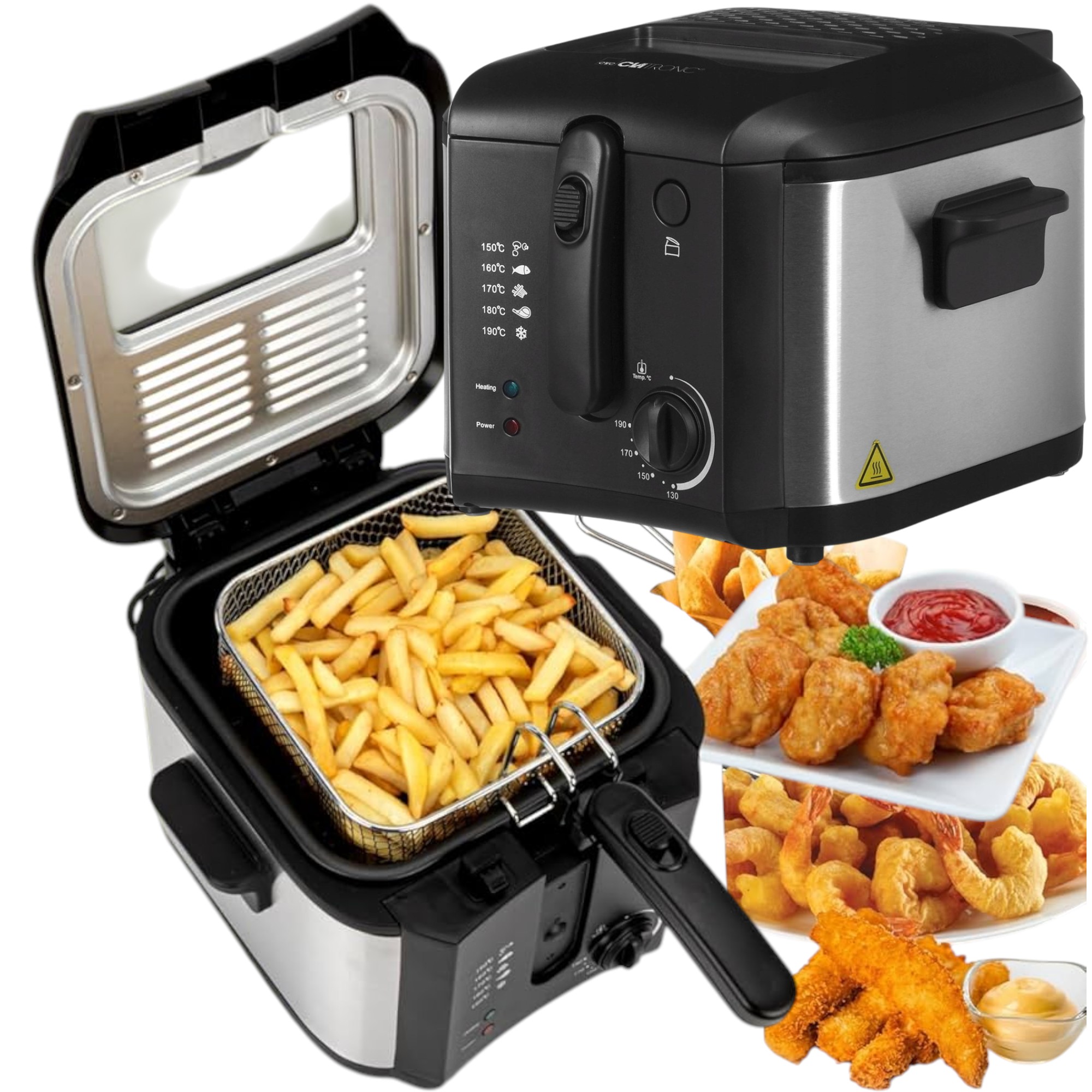 Frytkownica Olejowa z Okienkiem Tradycyjna 2,2L 1600W Mocna z Filtrem XL