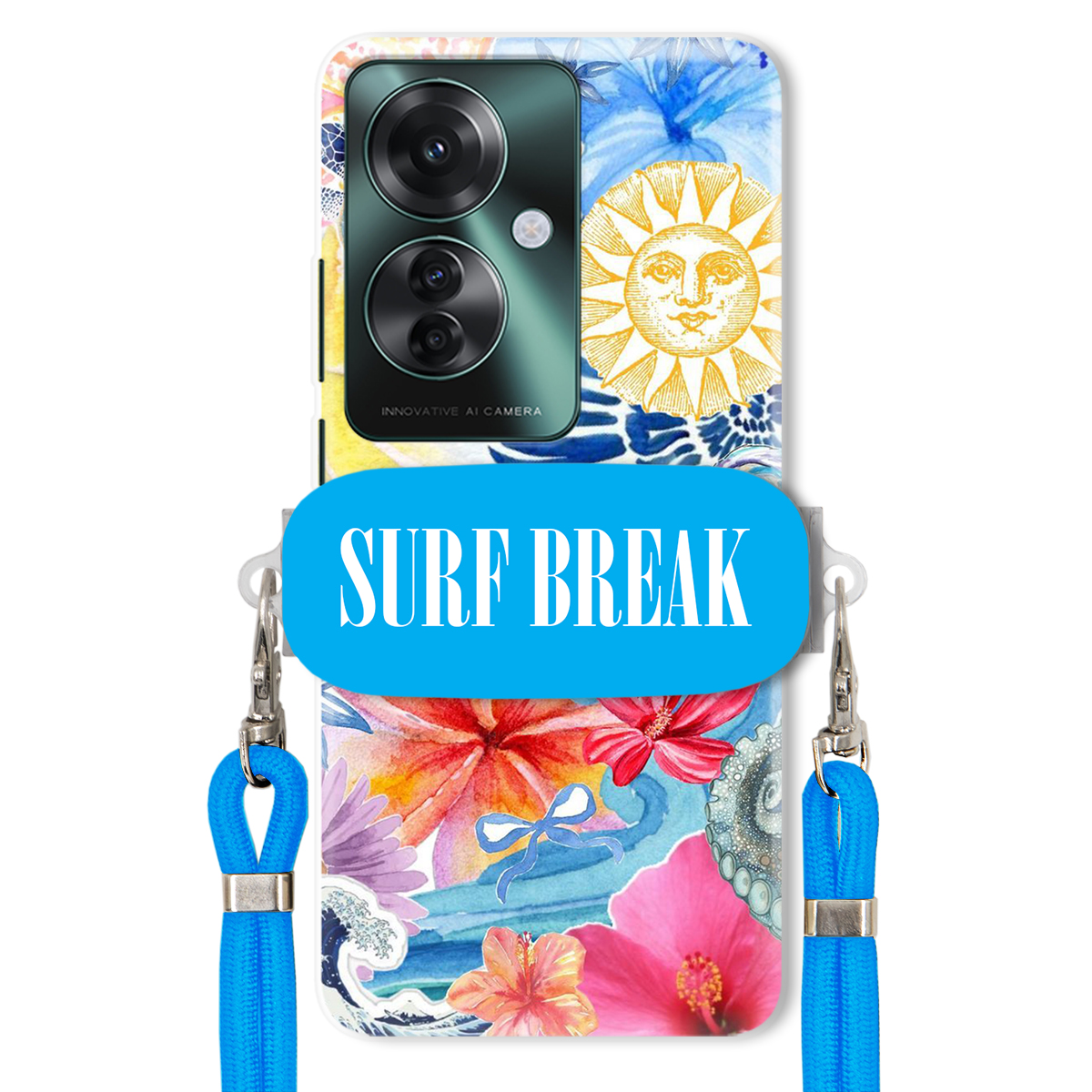 Puzdro pre Oppo Reno 11F 5G Crossbody Blue držiak Surf Break Lata