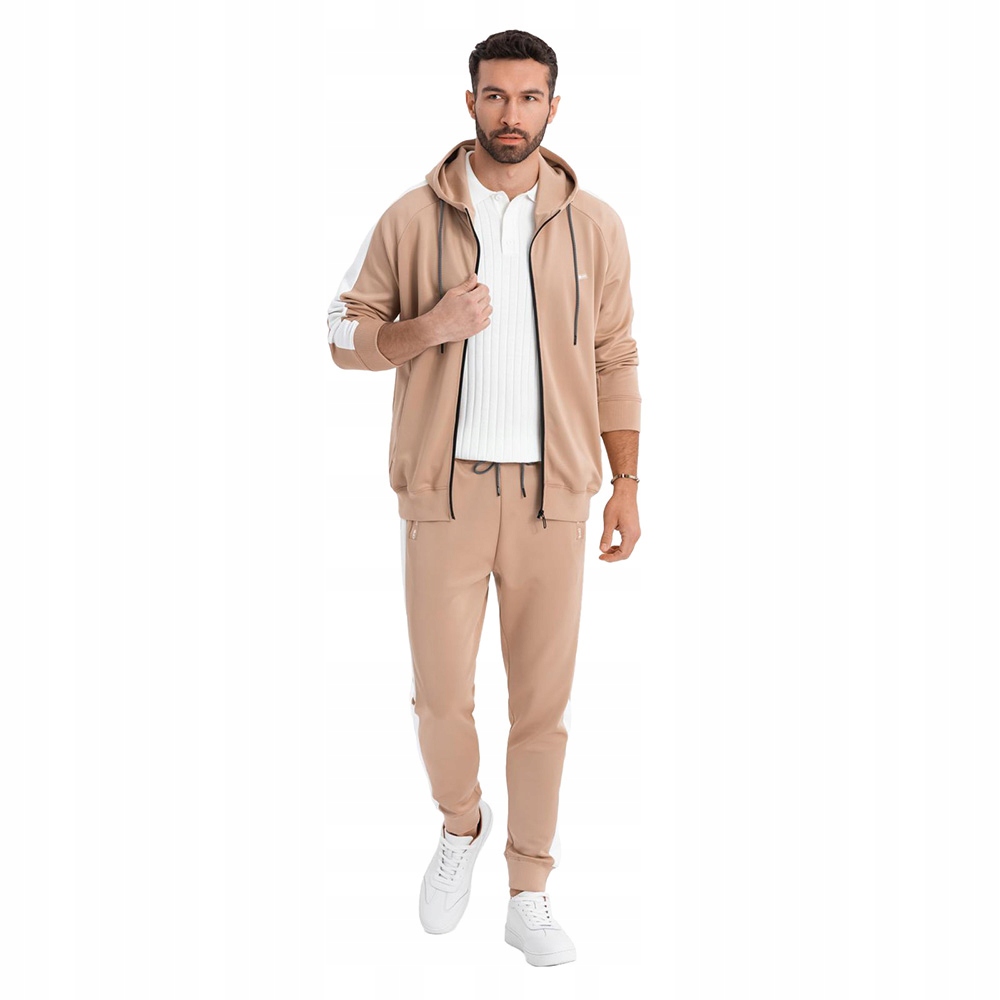 Tepláková souprava oldschool mikina s kapucí jogger béžová V4 Z118 XXL