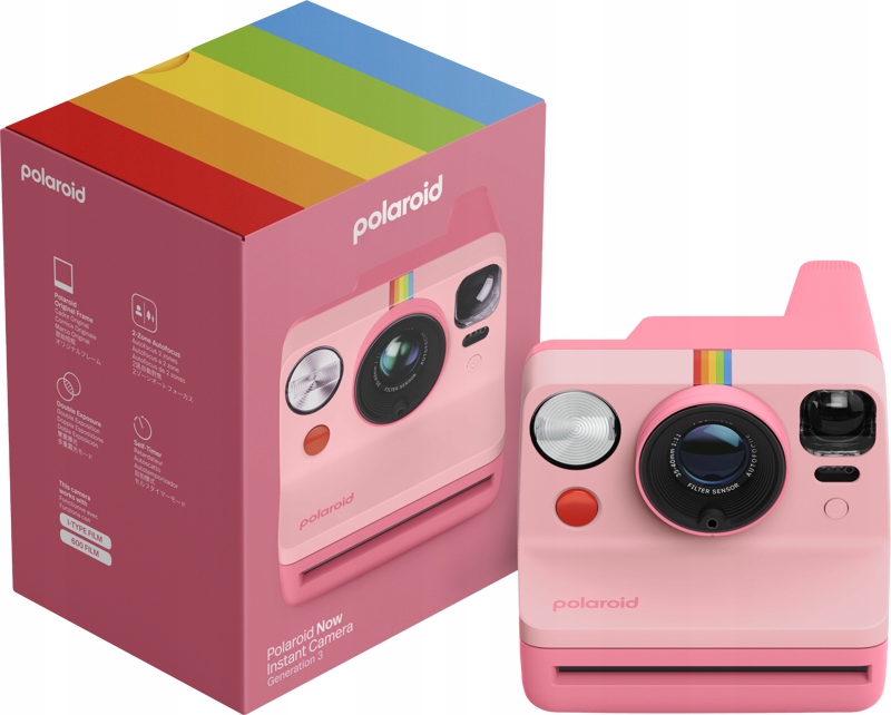 Instantní fotoaparát Polaroid Now Gen 3 Růžový pro bleskové fotografie