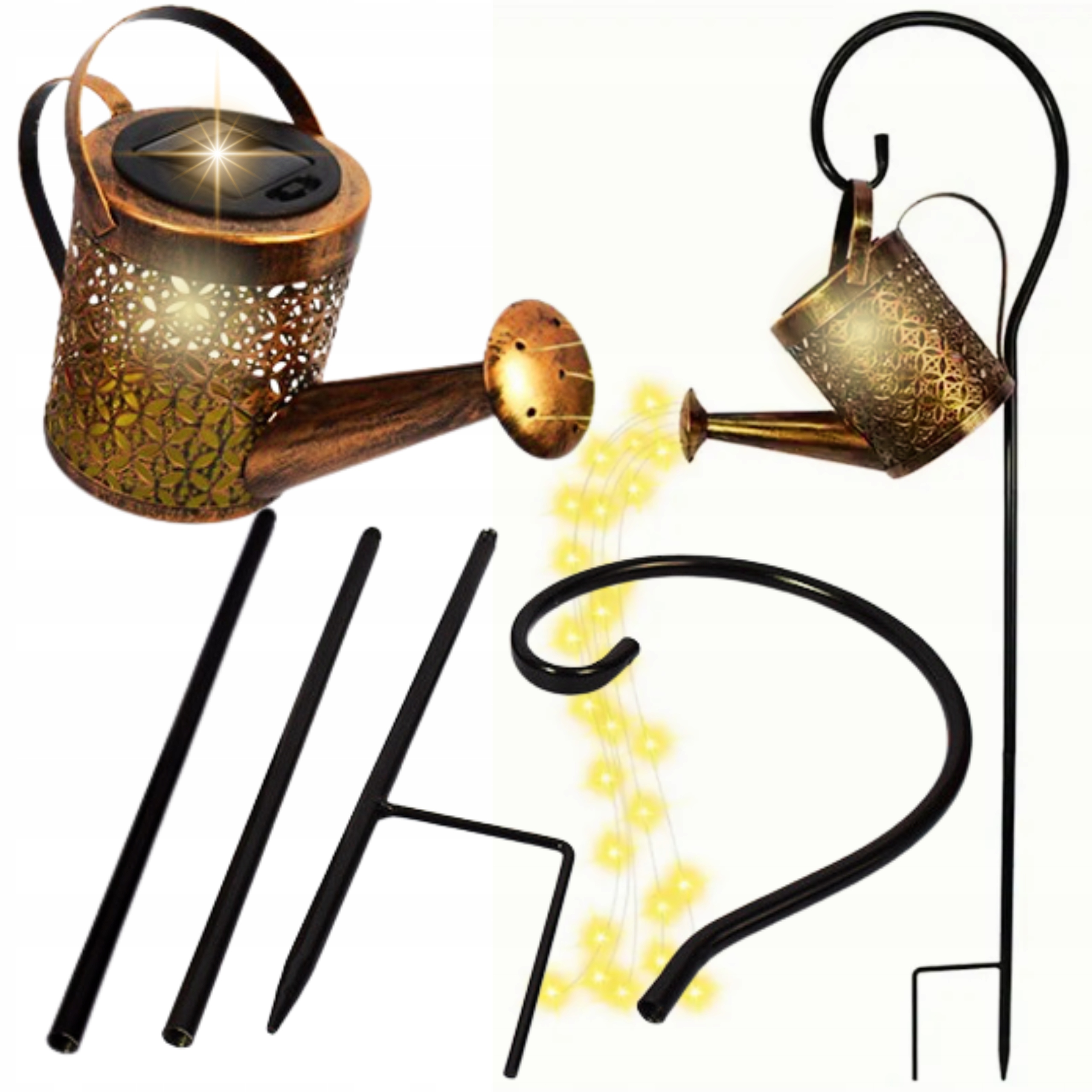 LAMPA OGRODOWA SOLARNA KONEWKA LED WBIJANA Z CZUJNIKIEM OZDOBA GIRLANDA XXL Wysokość całkowita 80 cm