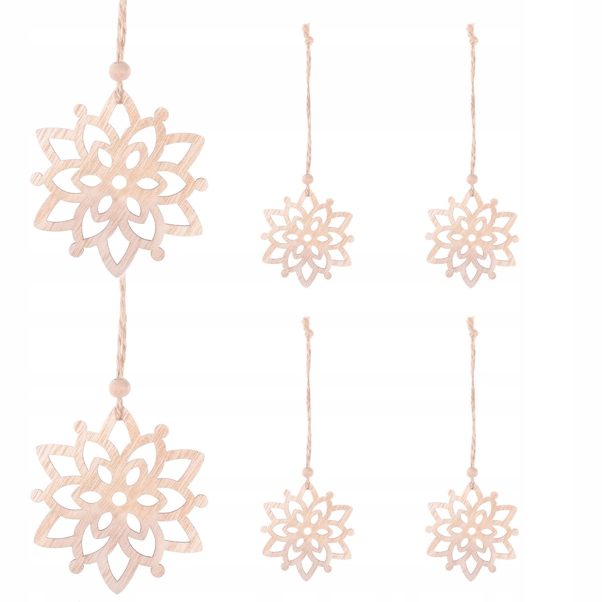 

Drewniane Zawieszki Bombki Na Choinkę 6SZT 7cm