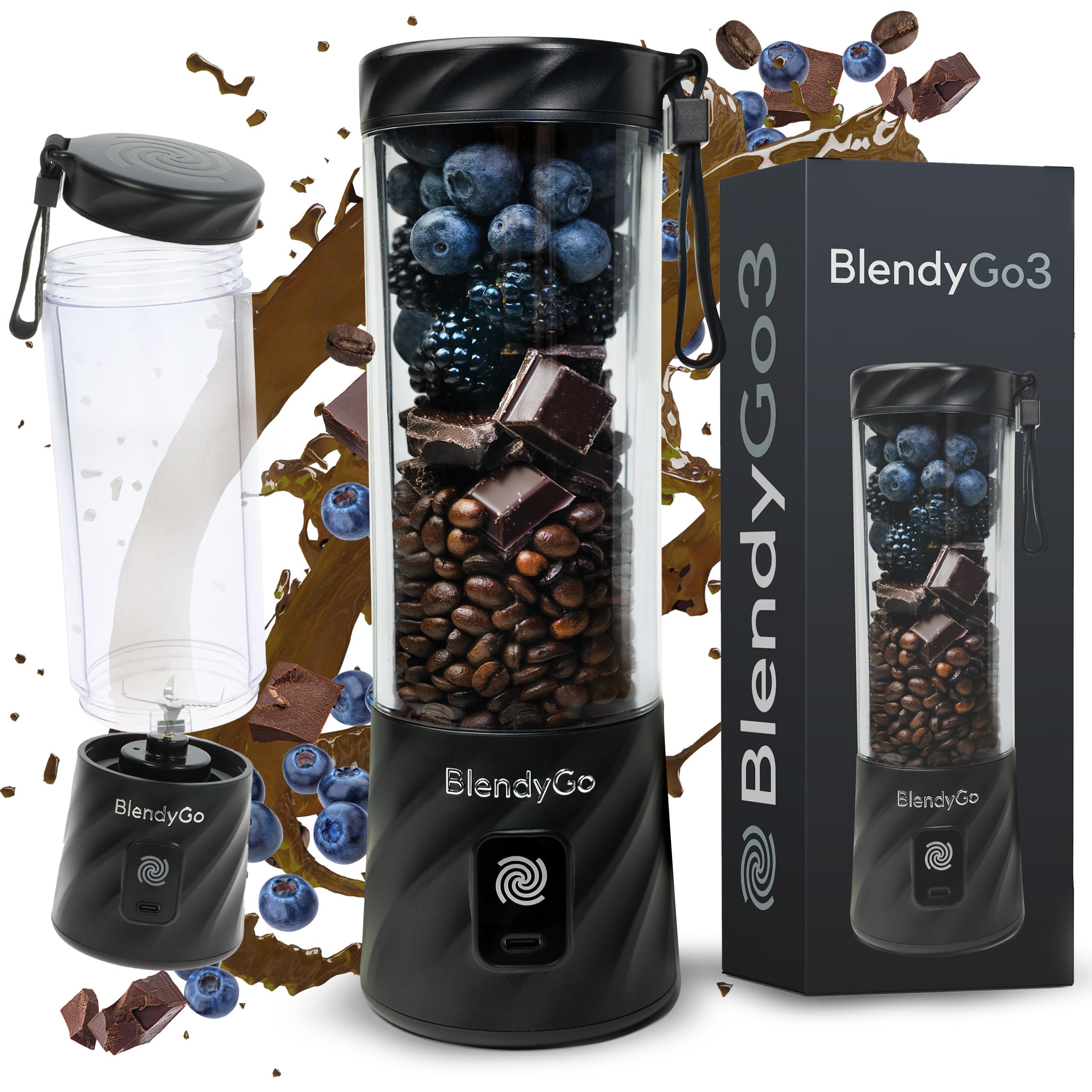 BLENDYGO 3 Przenośny Blender Smoothie USB 550ml BPA Free Czarny