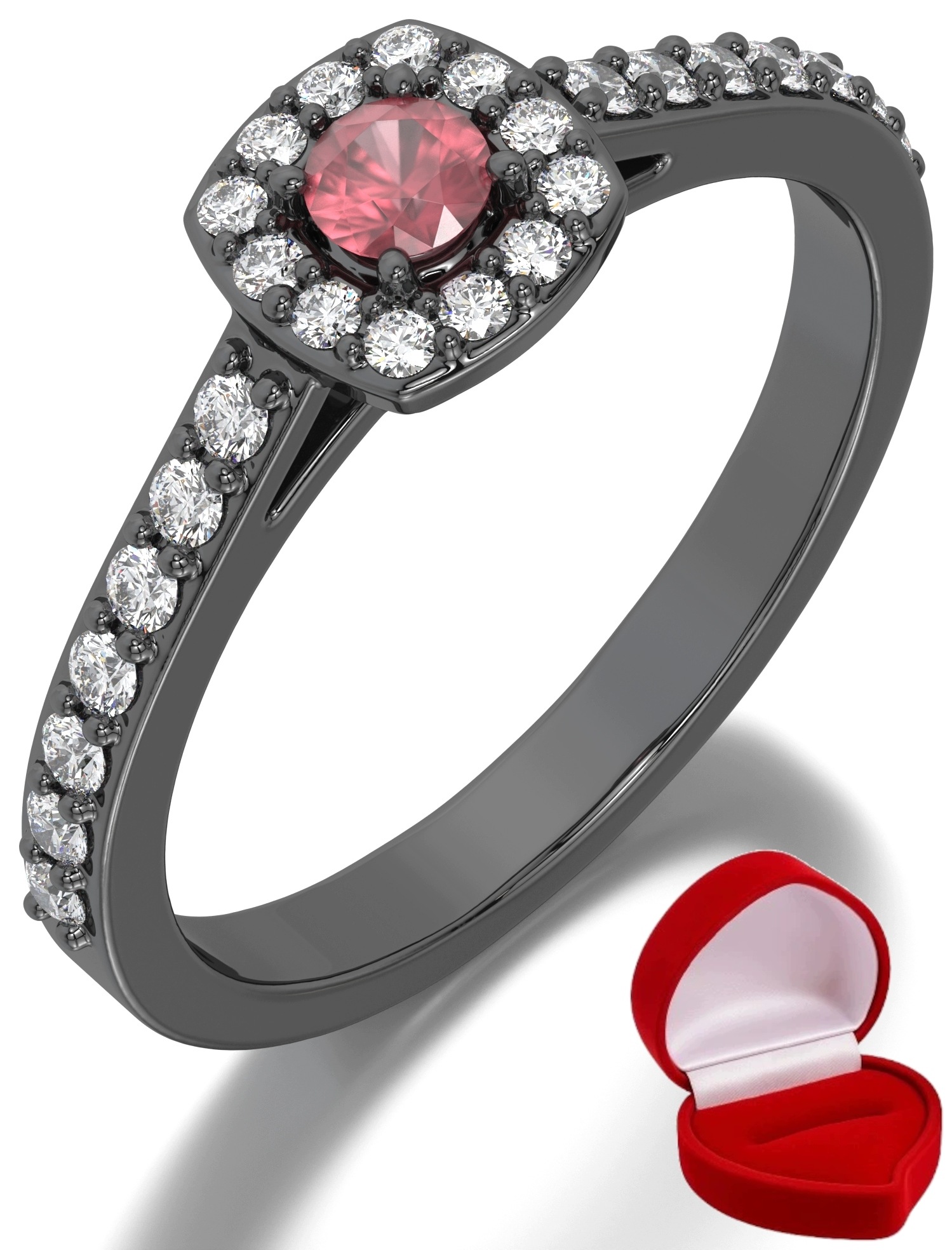 Zlatý Prstýnek 585 14k Rubín 0,09 ct Černé Zlato R8