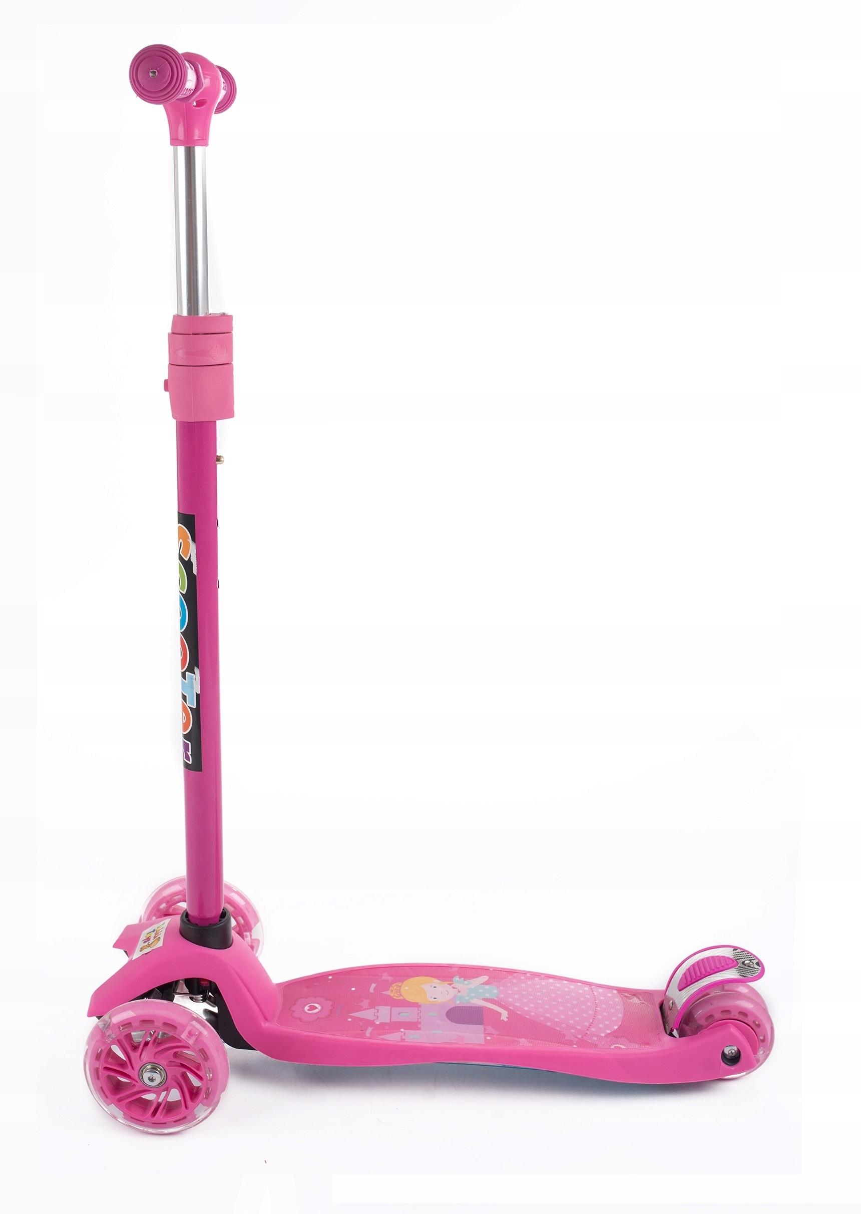 HULAJNOGA TRÓJKOŁOWA DLA DZIECI TOBBI-TOYS BALANSOWA KOŁA LED RÓŻOWA PRINCE Liczba kół 3