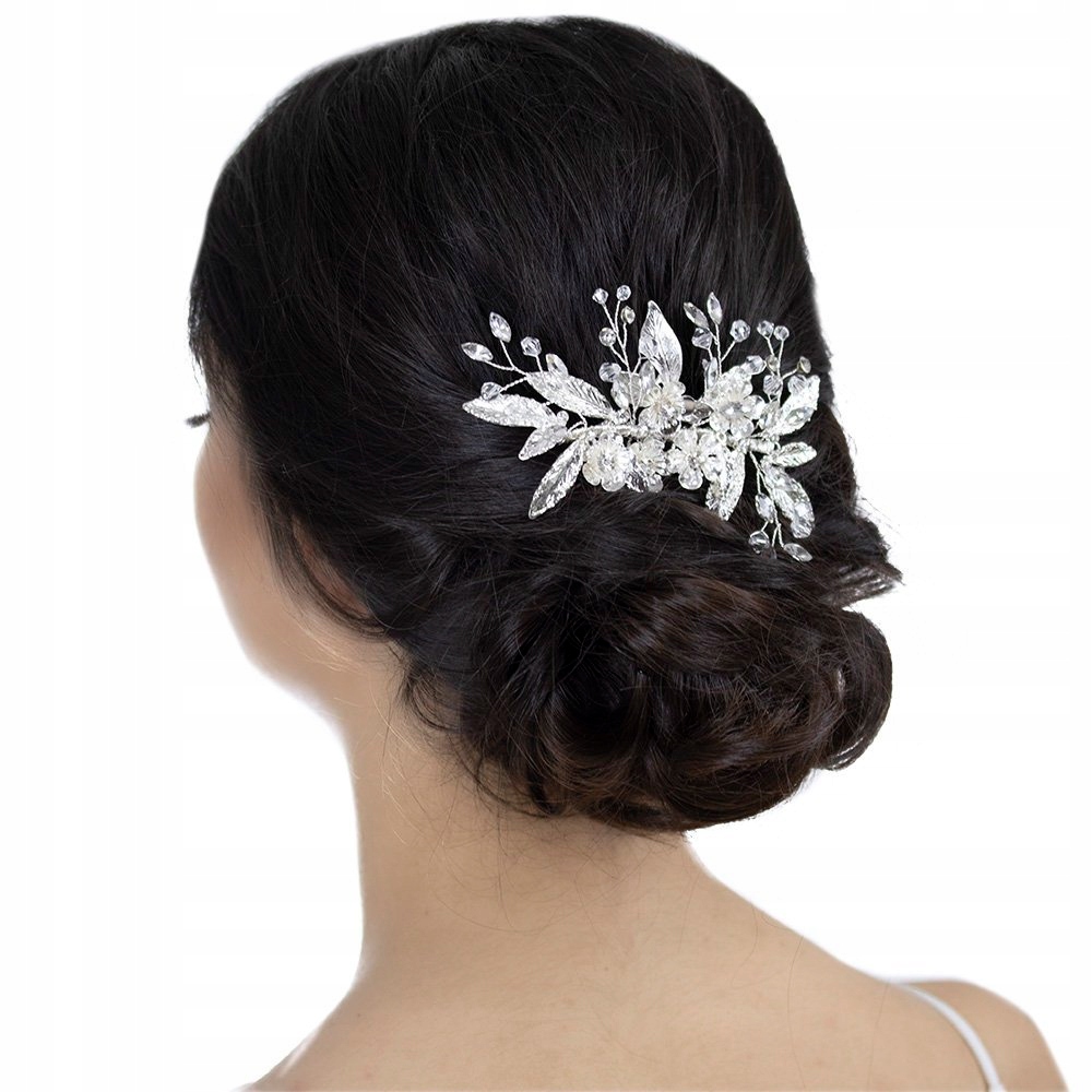 OZDOBA DO WŁOSÓW - kolor srebrny - ŚLUBNA grzebyk CYRKONIE Rodzaj grzebyk