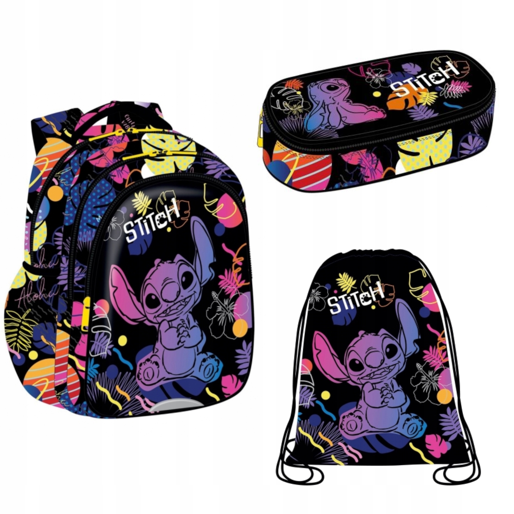 ZESTAW 3-ELEMENTÓW PIÓRNIK SASZETKA STITCH DISNEY BLACK COOLPACK