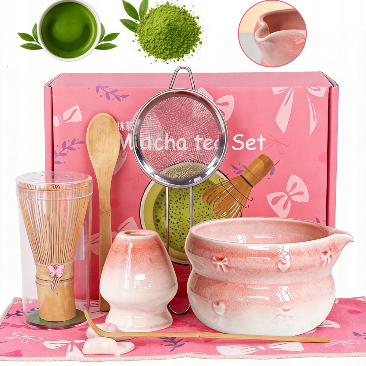 Levně 8DÍLNÁ Bambusová Sada Na Výrobu Matchy Šlehací Metla Lžíce Chasen