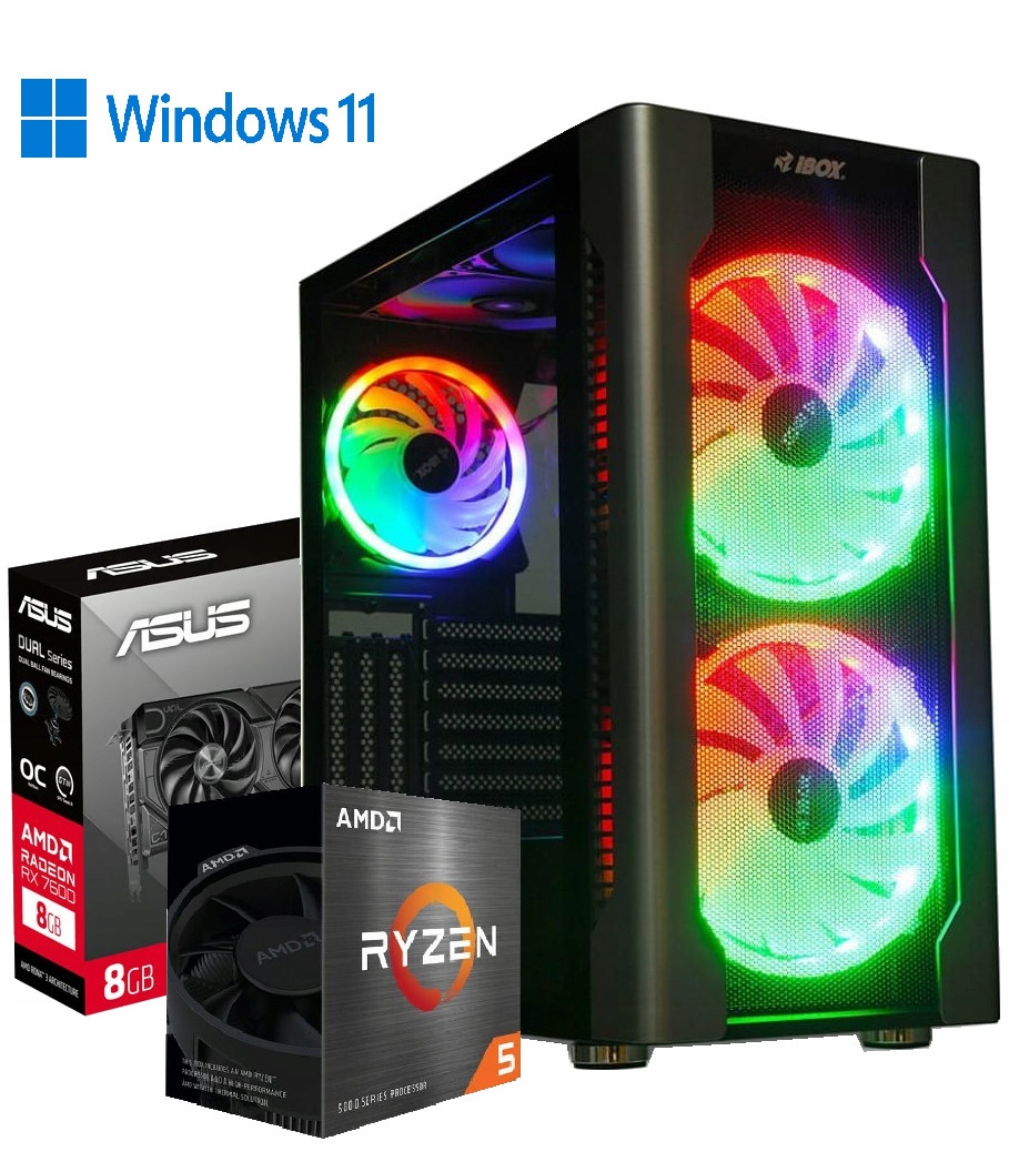 Počítač Ryzen 5 5500, Rx 7600 8 Gb, 32 Gb DDR4, 960 Gb M.2 WIN11