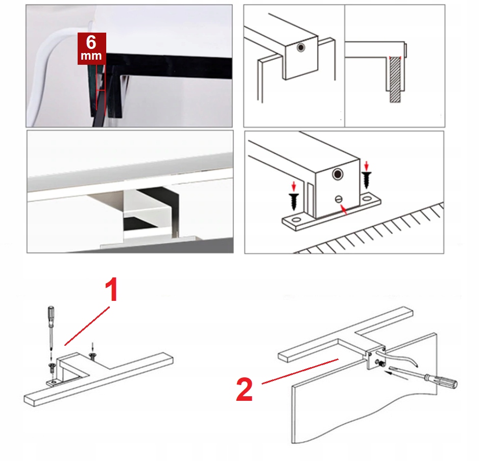 KINKIET ŁAZIENKOWY CZARNY 10W NAD LUSTRO/SZAFKĘ Długość/wysokość 50 cm