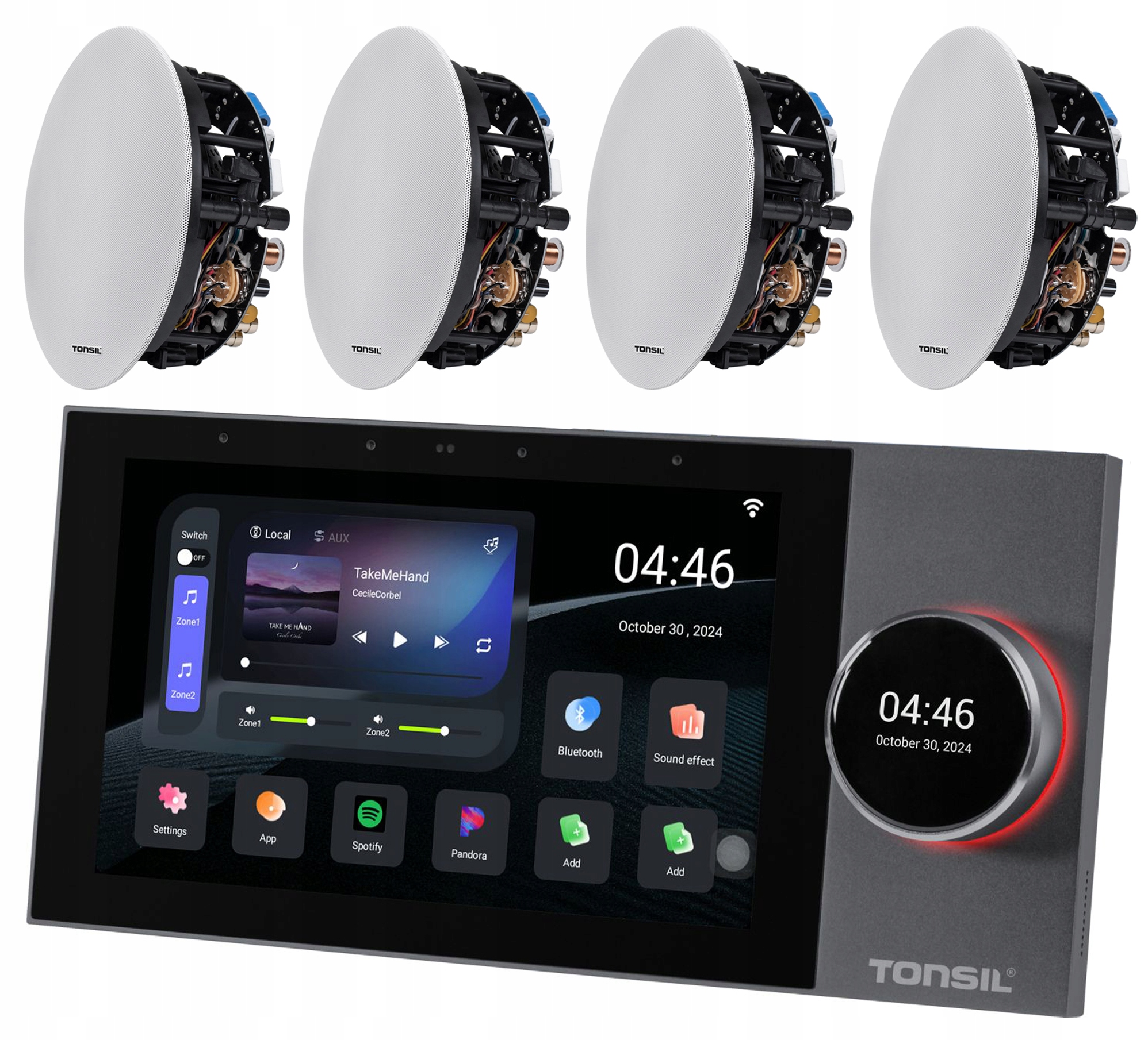 Nástěnný přehrávač zesilovače Tonsil WS-120 4x stropní reproduktor Zgsu 5040