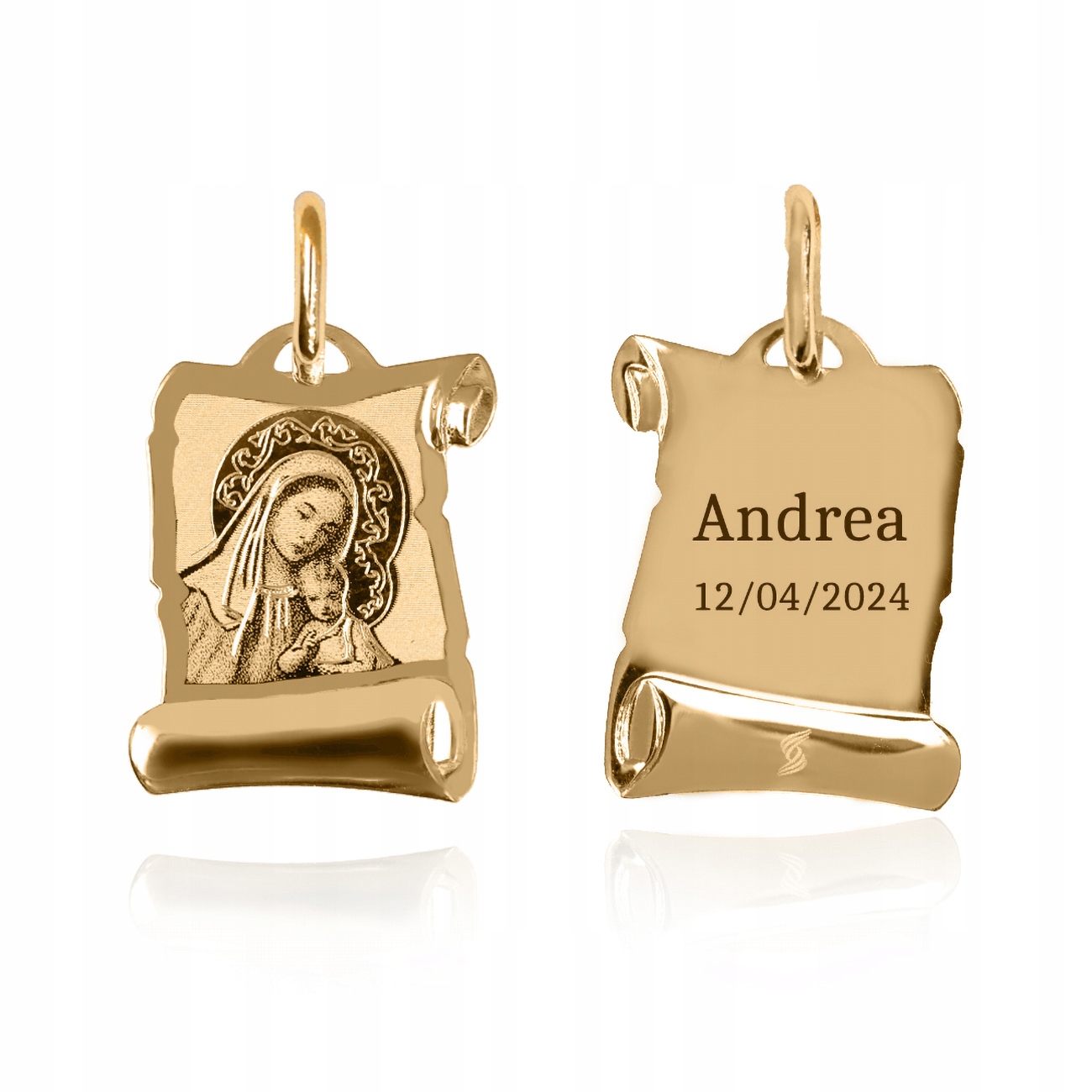 Zlatý medailon Matka Boží pr. 375 Zlato Medailon Přívěsek Přívěsek Gravírování