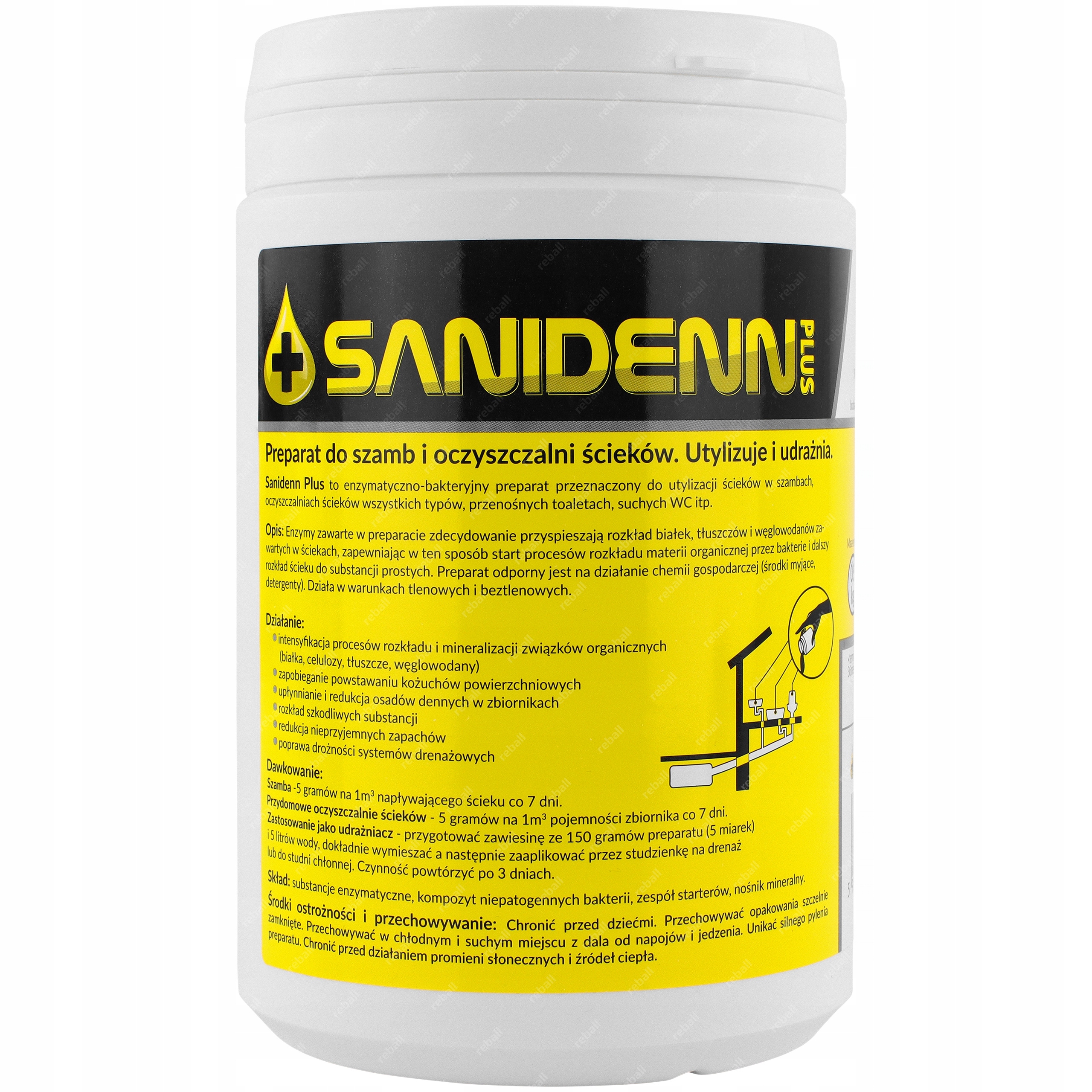 Silné Bakterie Do Přenosných Toaletních Žumpy Sanidenn Plus 900 g