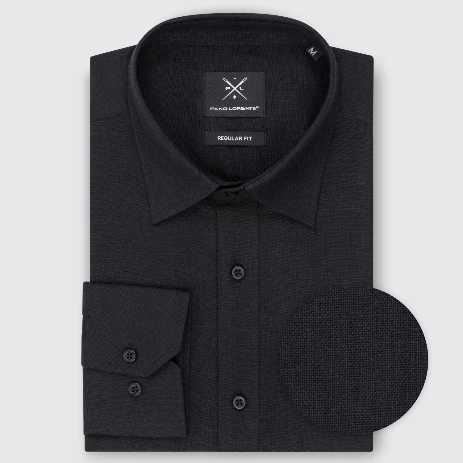 Černá pánská košile z lnu a bavlny Regular Pako Lorente vel M