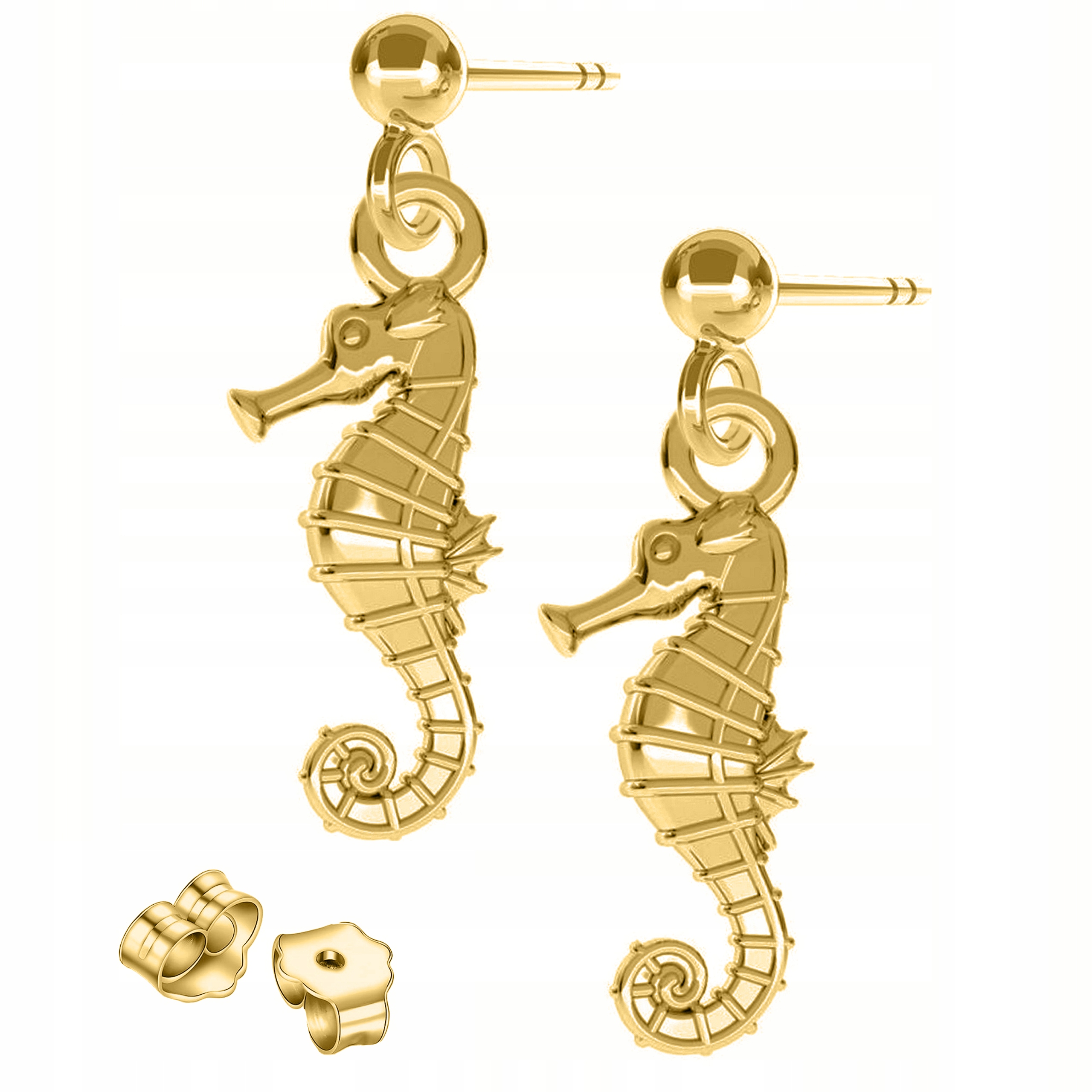 Zlaté Náušnice Koníci Mořský koník Moře Stříbro 925