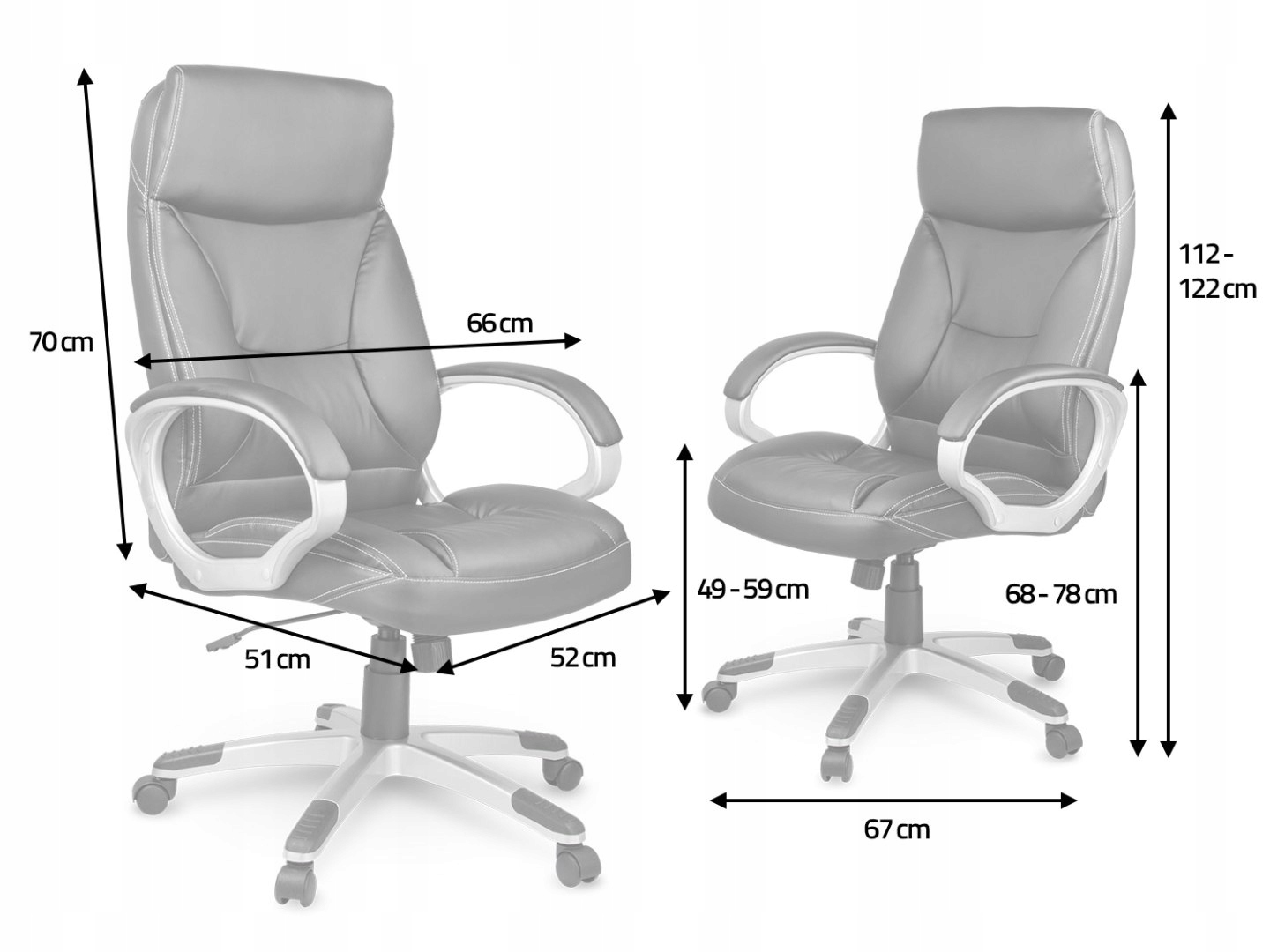 Fotel biurowy skórzany Sofotel EG-223 brązowy Szerokość mebla 67 cm