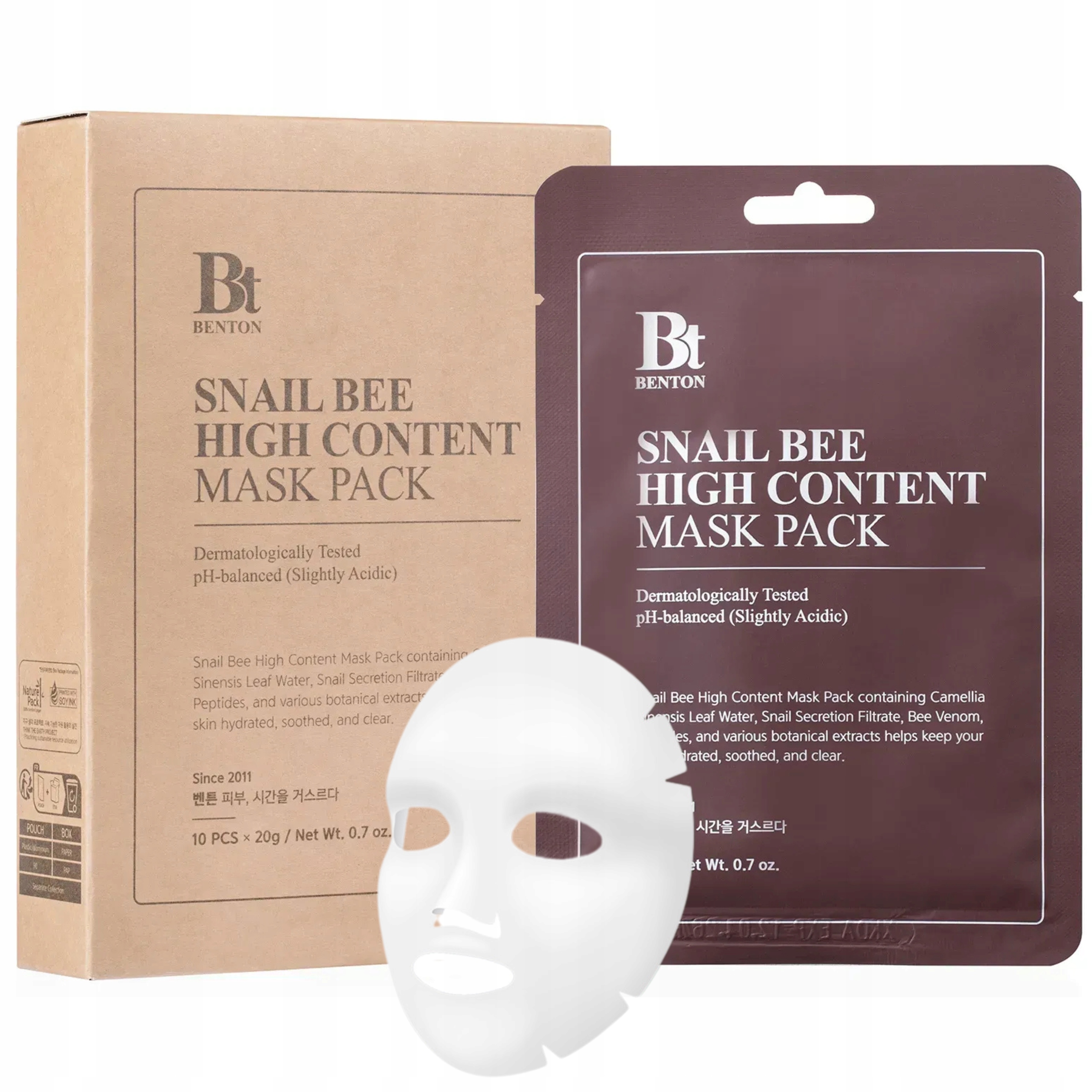 Maski w płachcie Nawilżające Benton Snail Bee High Content Mask Pack