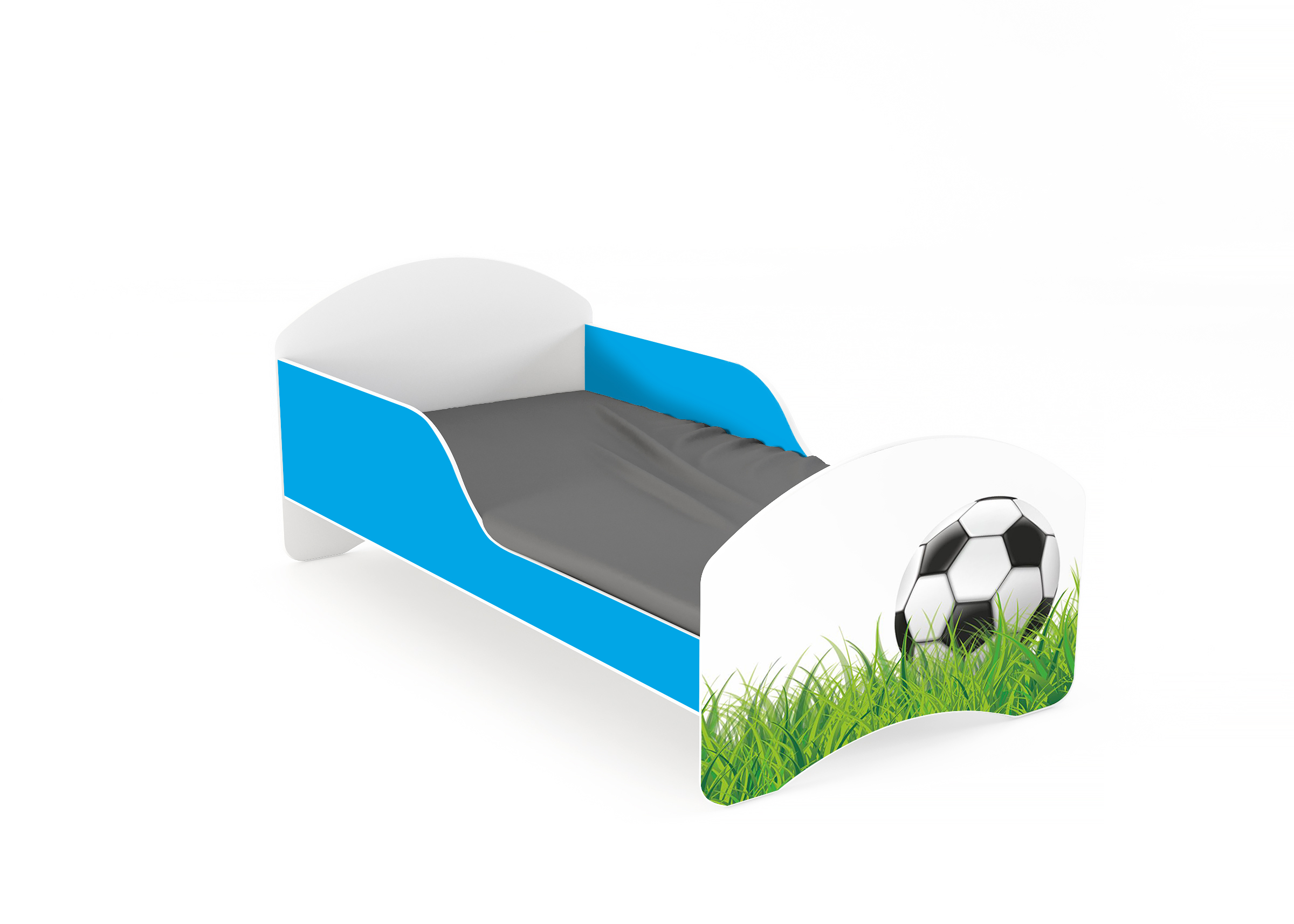 Łóżko dziecięce LEO2 160x70 biało-niebieskie Wysokość mebla 67 cm