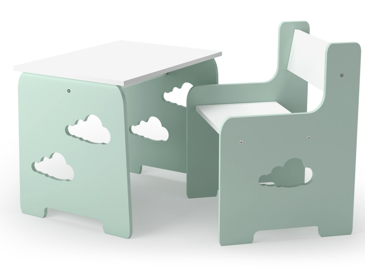 STOLIK I KRZESEŁKO DLA DZIECI CHMURKA RÓŻNE KOLORY Wysokość stołu 54 cm