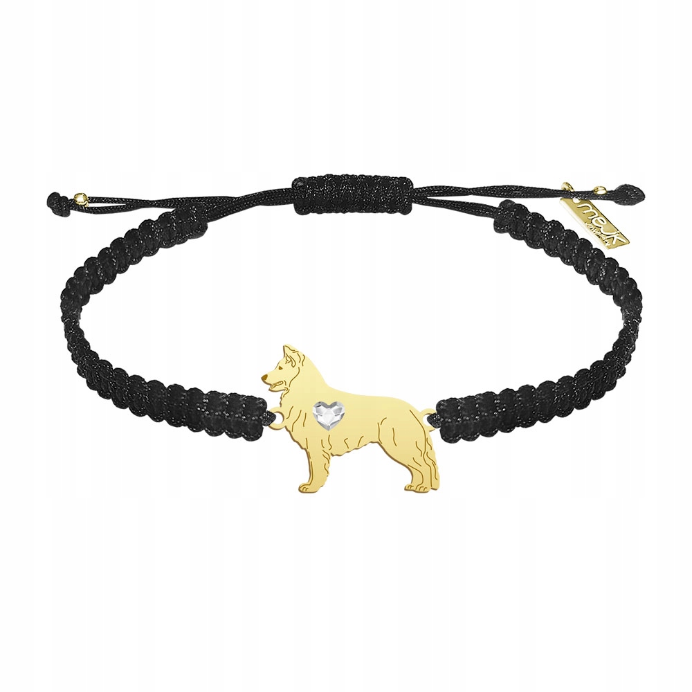 Zlatý náramek s bílým švýcarským ovčákem 925 Dárek Makramé Gravírování