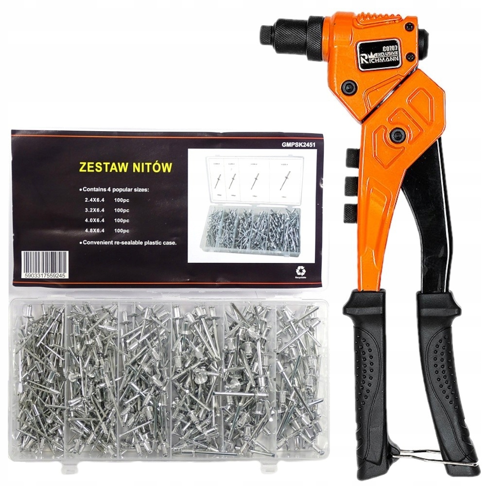 

Nitownica obrotowa nity 400szt 2.4-4.8 mm Zestaw
