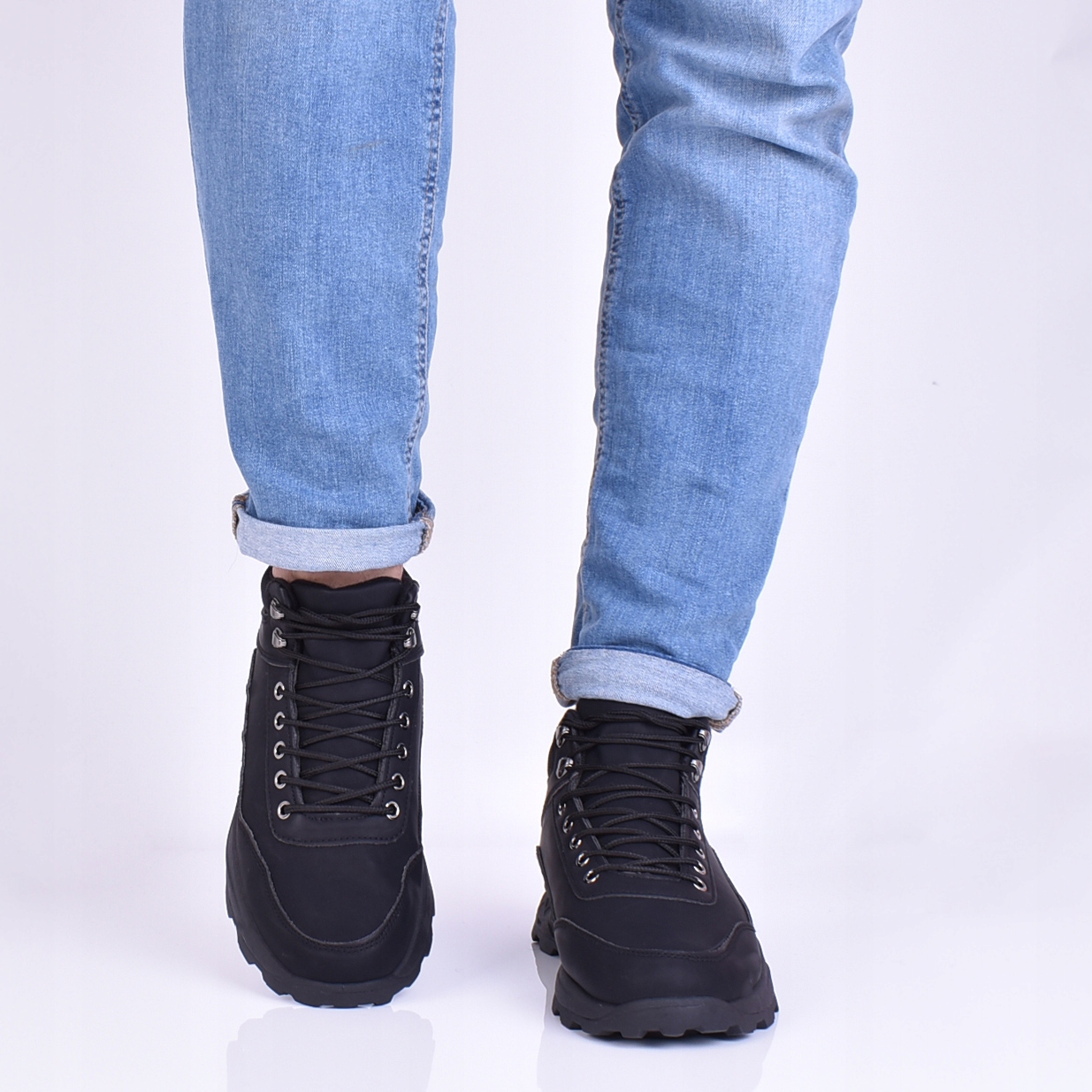 MĘSKIE BUTY ZIMOWE OCIEPLONE SKÓRZANE CZARNE Rozmiar 44