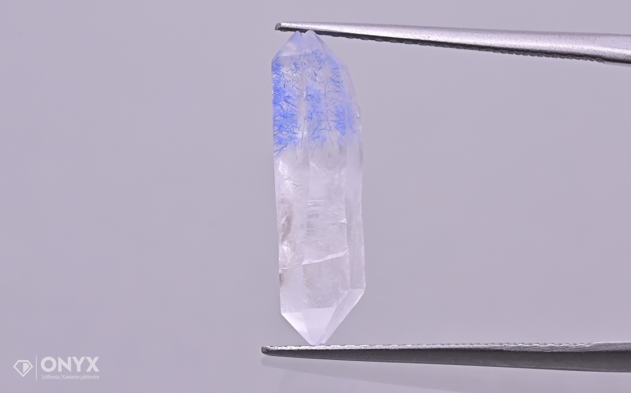 Křemen s dumortieritem křišťál 18,5x5,5 mm