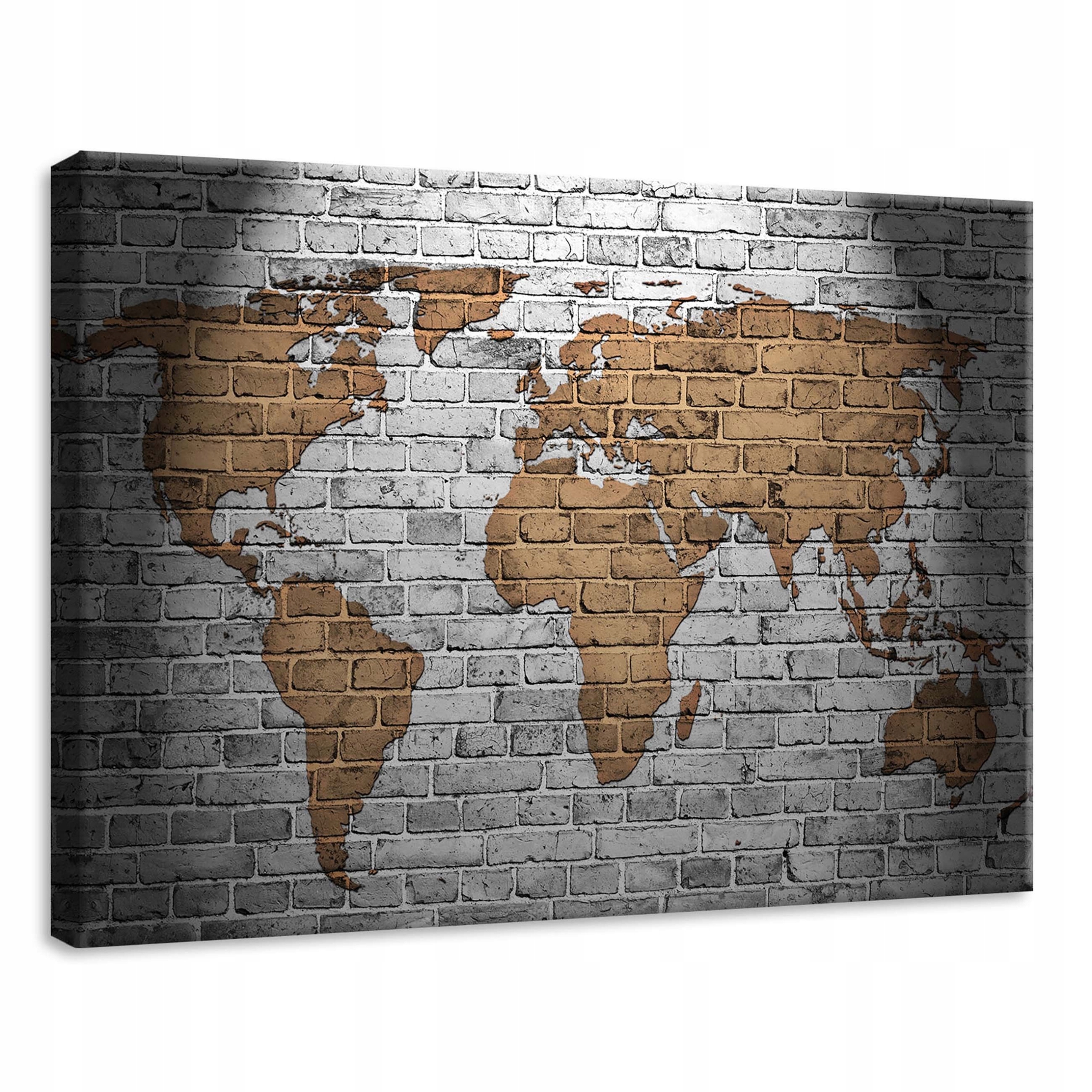 Obraz 70x50 Mapa světa cihlová zeď cestování geografie industriální styl