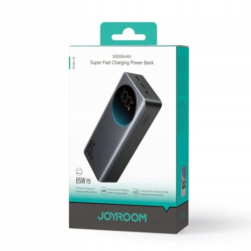 Joyroom Power Bank with Digital Display, C+c+u, Pd 65W, 30000 mAh with Type