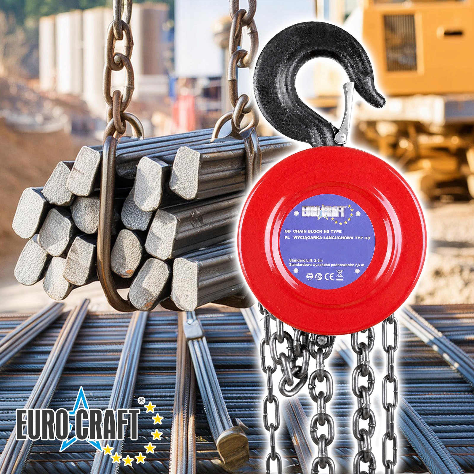 WCIĄGARKA WYCIĄGARKA WCIĄGNIK DO SILNIKA ŁAŃCUCHOWA WCIĄGNIK RĘCZNA 2TMOCNA Marka Euro Craft