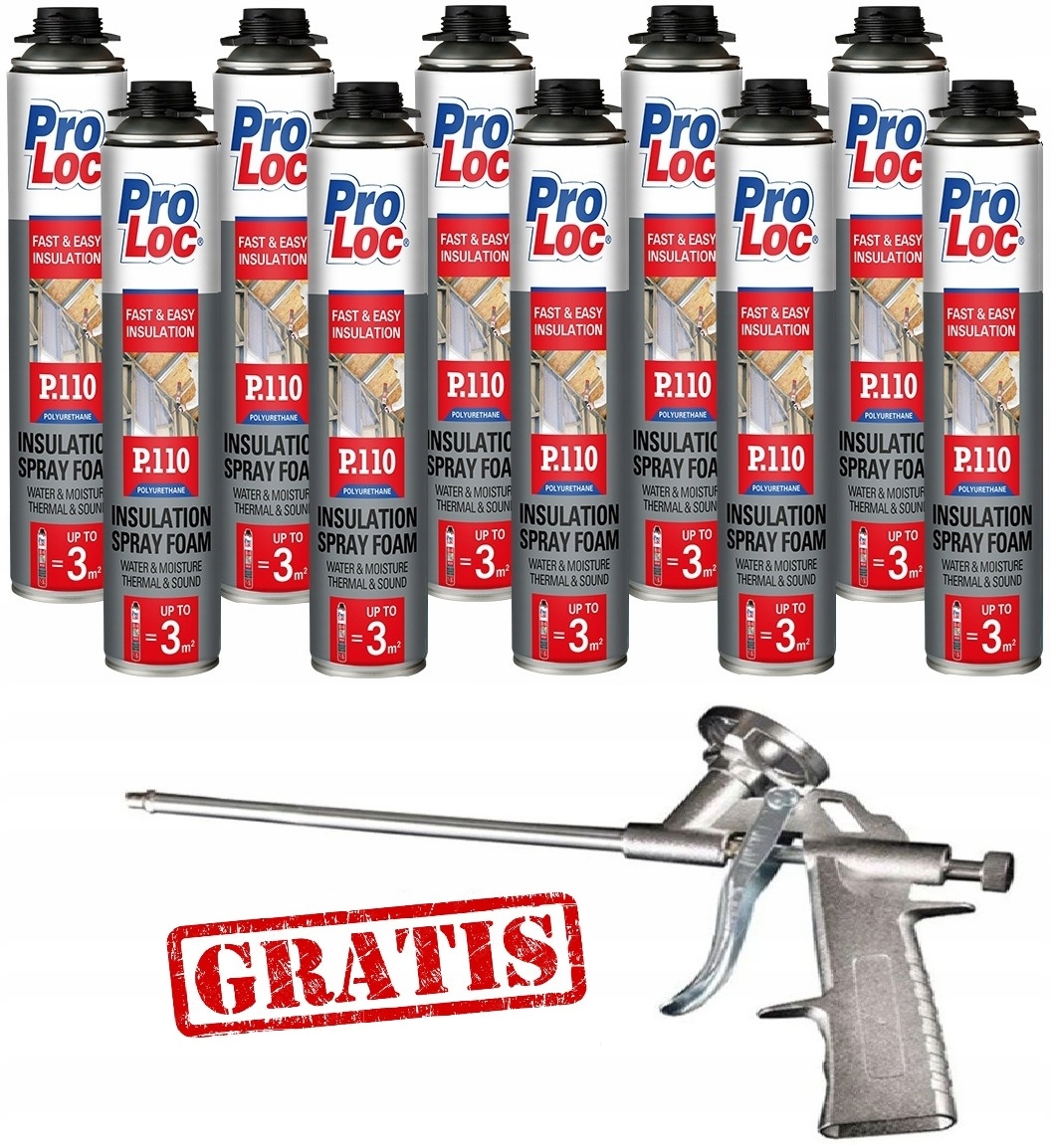 x10 Pena Pur Termoizolačná striekacia pena ProLoc P110 Pištoľ Darček