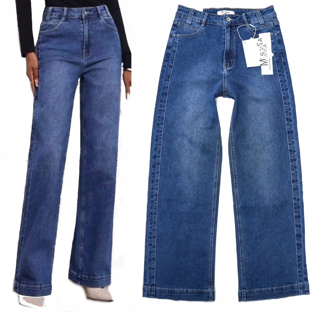 M.sara Limited Edition Damskie Spodnie Jeansy Szerokie Nogawki Lampas 42 XL