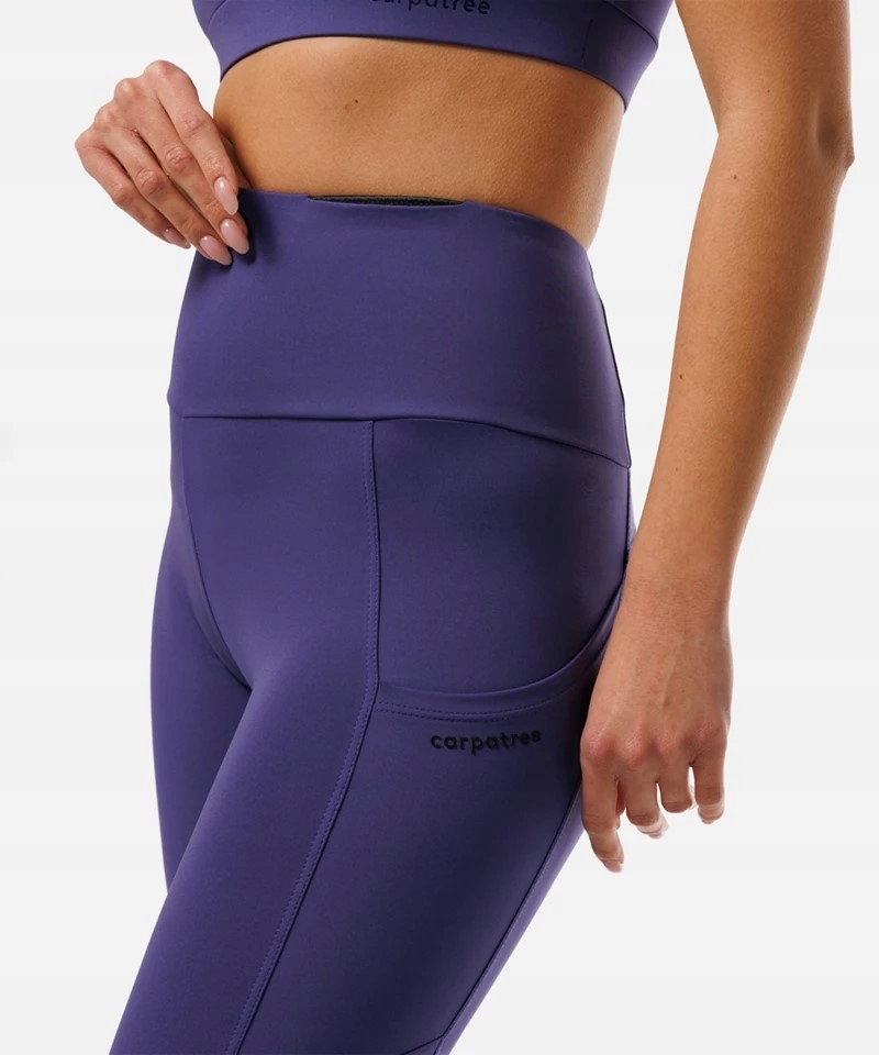 LEGGINSY SPORTOWE FIOLETOWE Z KIESZENIAMI FITNESS BIEGANIE - S