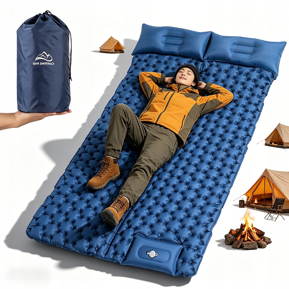 Mata Samopompująca Karimata Materac Dmuchany Outdoor Z Pompką I Poduszkami