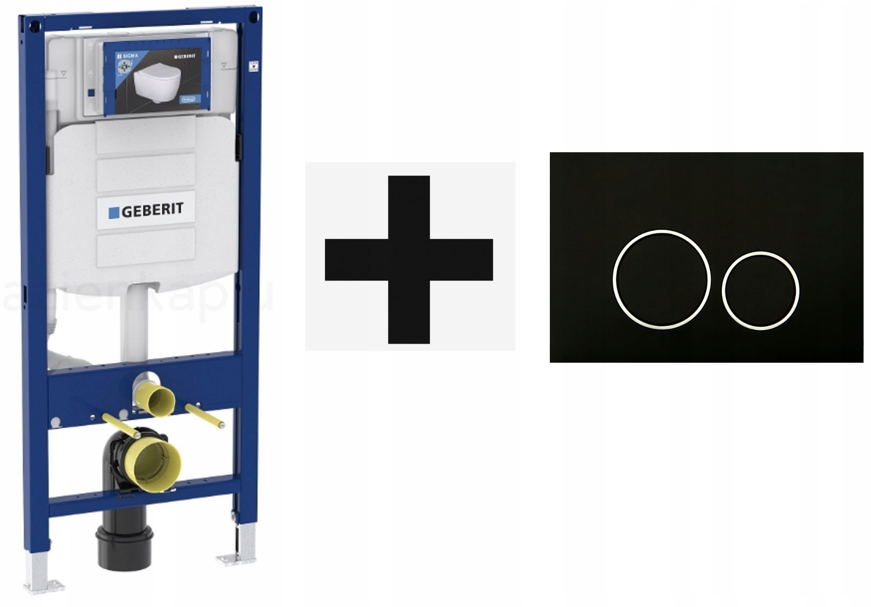 Wc rošt Geberit Duofix UP320 držiaky tlačidlo Dopio, čierny podložka
