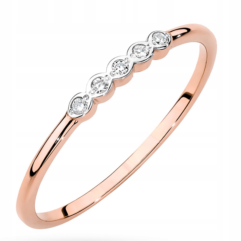 Růžově Zlatý Prstýnek 585 s Brilianty 0,04 ct