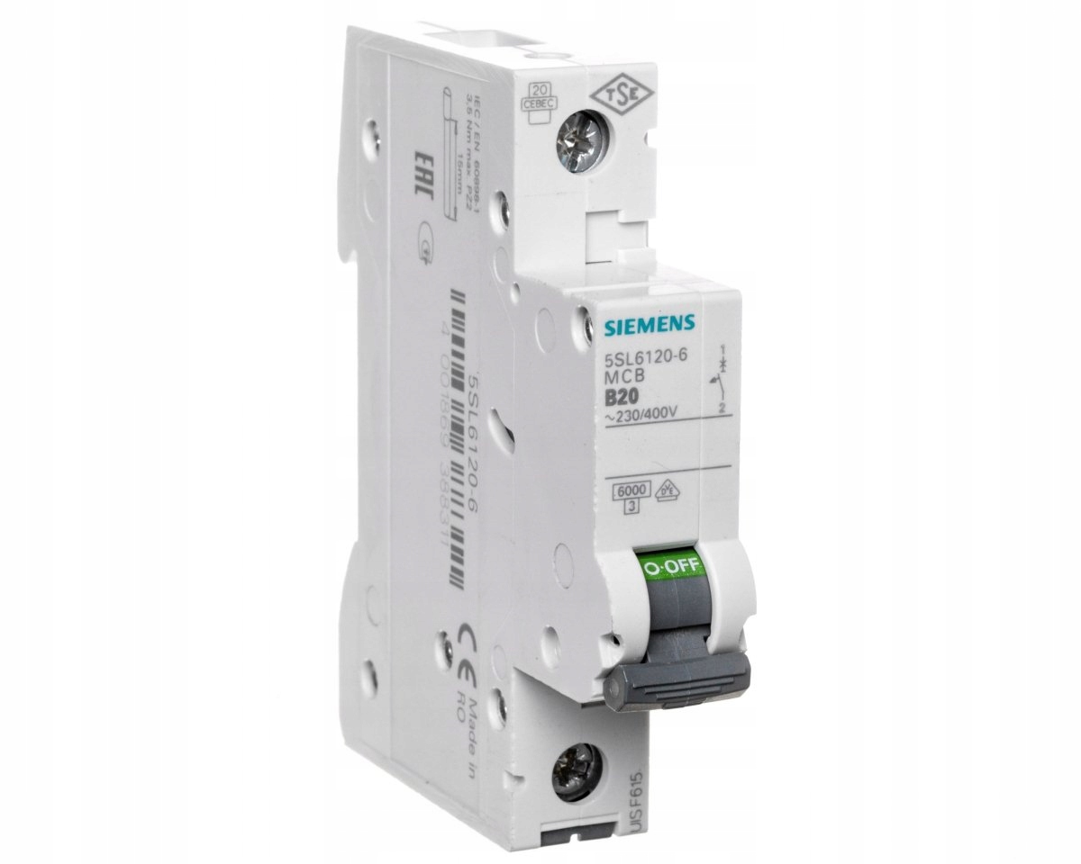 

Wyłącznik nadprądowy 1P B 20A 6kA Ac 5SL6120-6