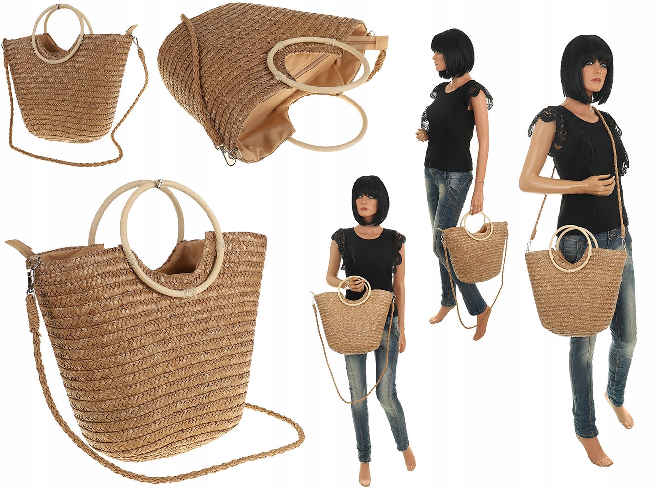 Elegancka Torebka Damska listonoszka koszyk słomiany kuferek 1804 Stan opakowania oryginalne